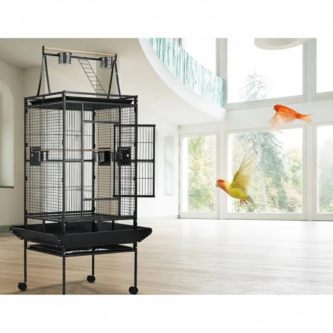 5 i.Pet Bird Cage 173cm Large Aviary - Black, 5 of 6