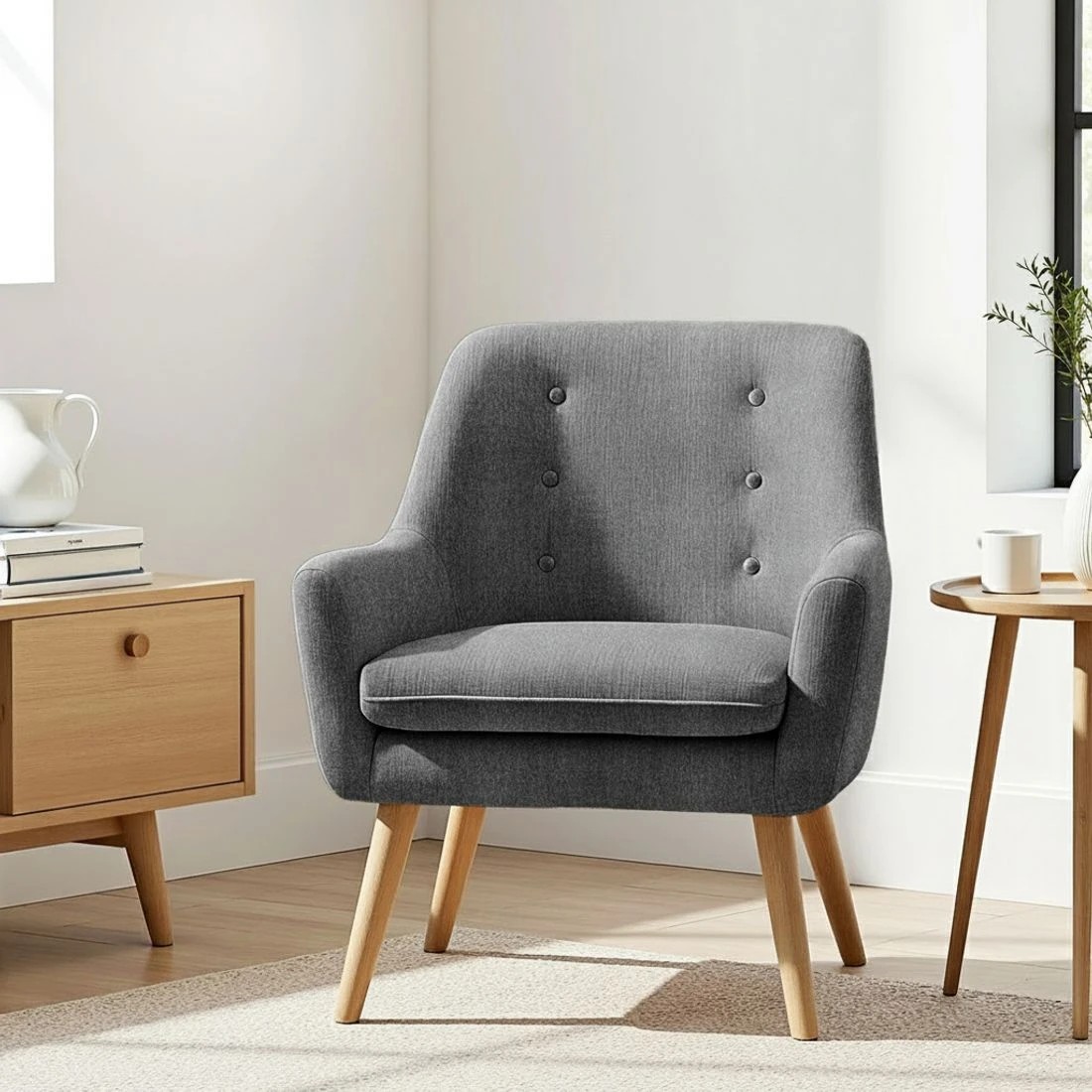 3 Artiss Armchair Lounge Chair Accent Tub Chair - Grey, 3 of 7