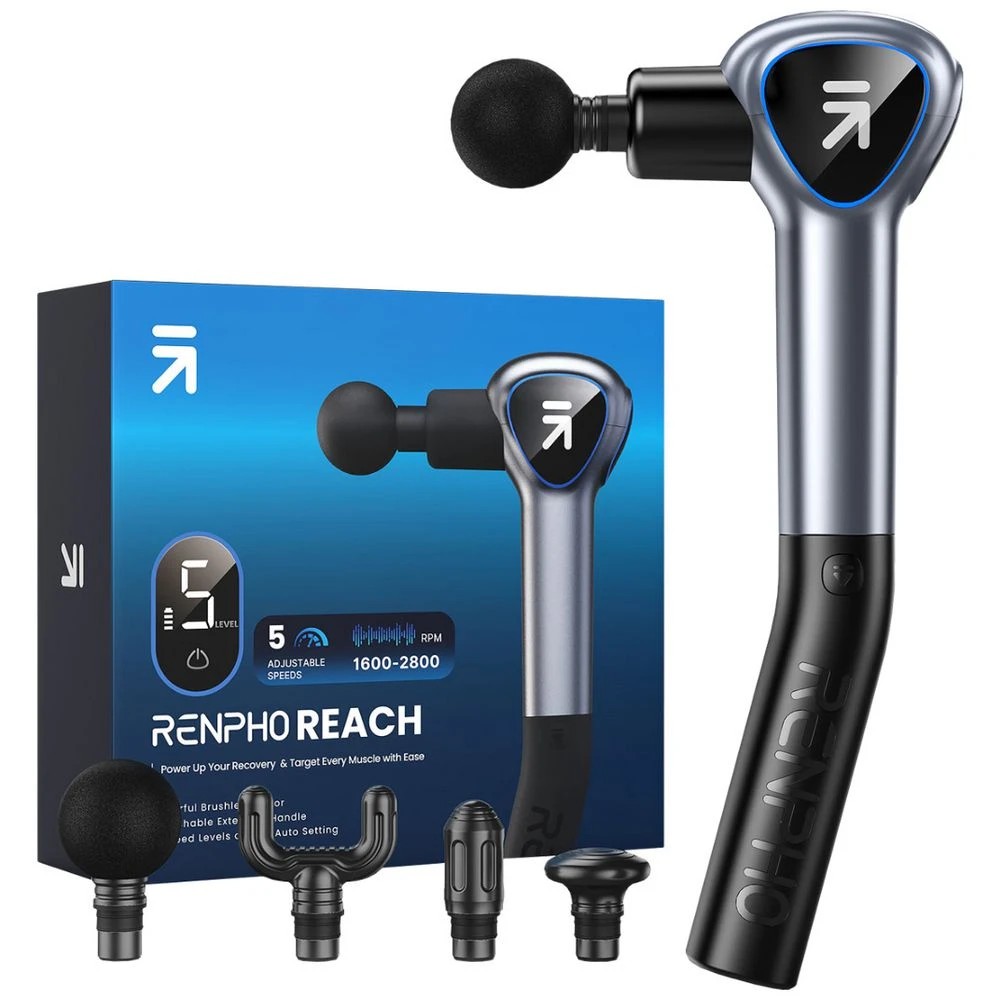1 Renpho Reach Massage Gun Black, 1 of 10