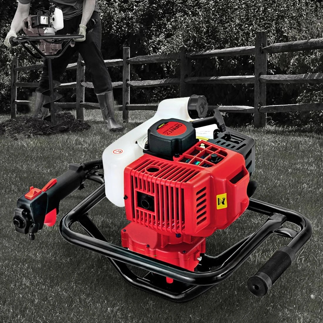 4 Giantz Post Hole Digger Motor Only Petrol Engine - Red, 4 of 4