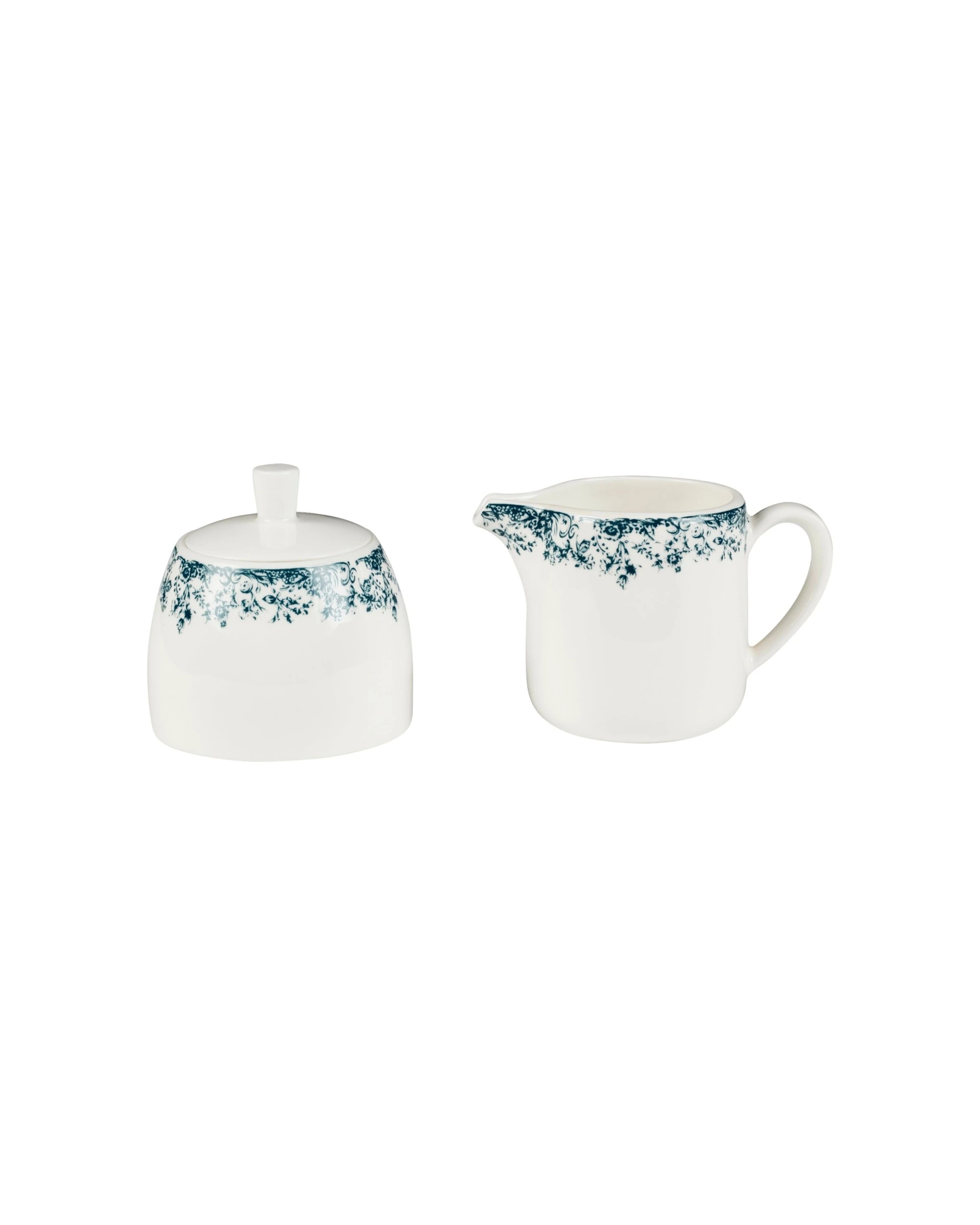 1 Casa Domani Rosetta Sugar & Creamer Set Durable Porcelain Elegant - Blue, 1 of 4
