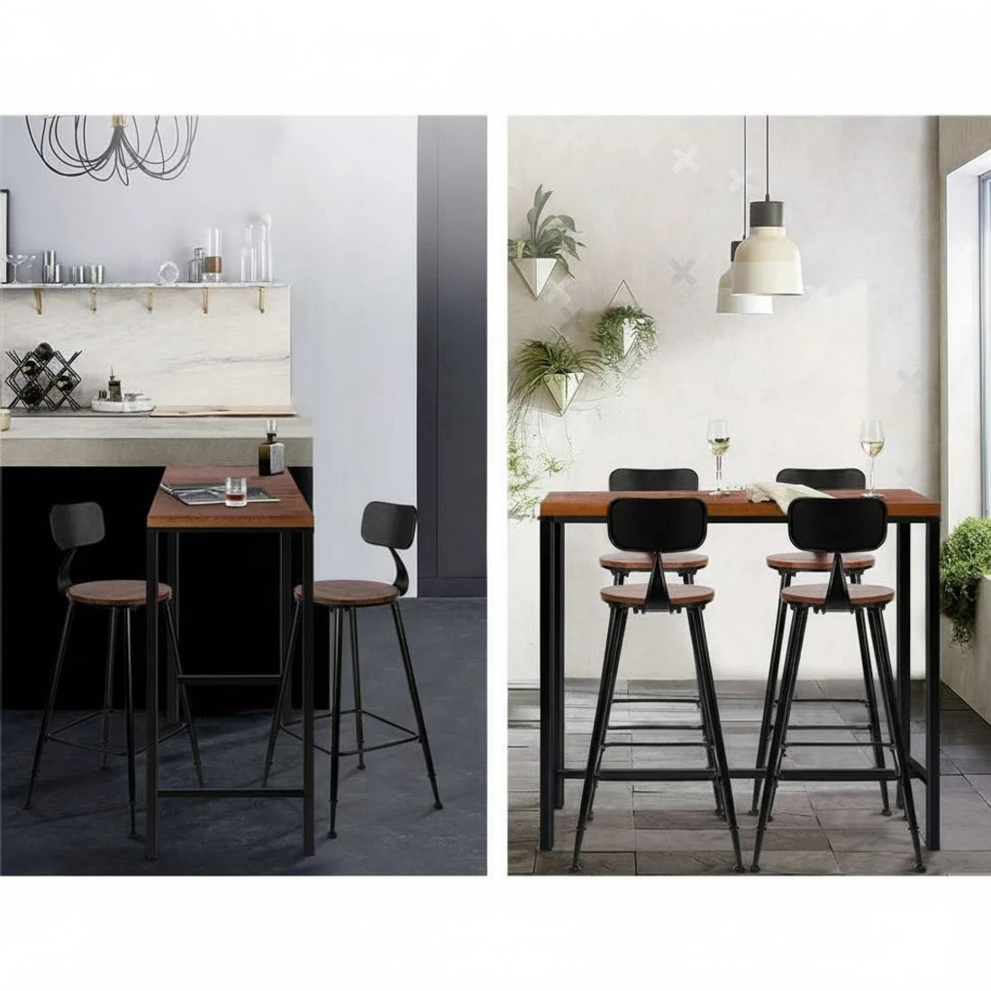 4 Artiss 4x Bar Stools Vintage Metal Chairs - Black, 4 of 5