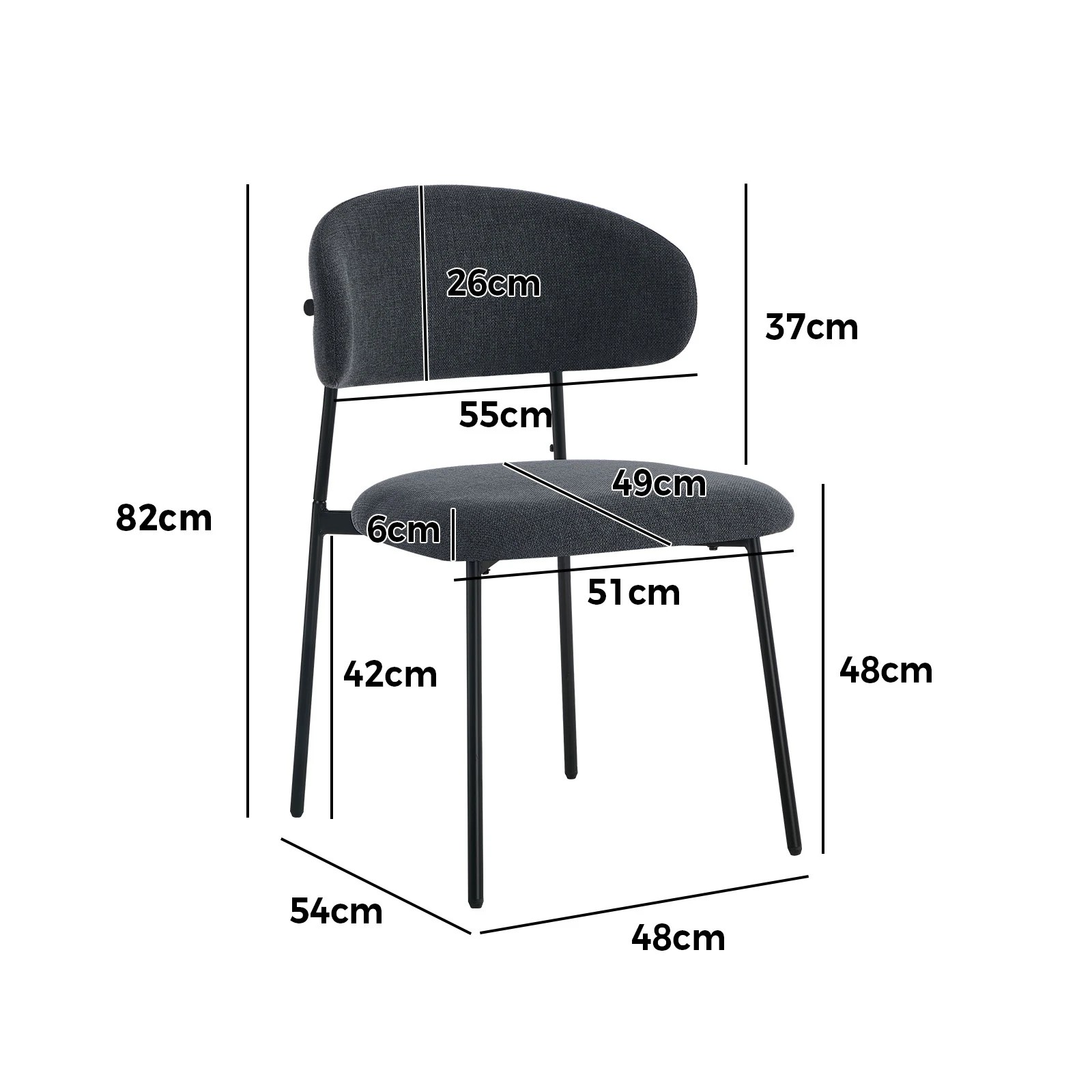 2 Oikiture 2x Dining Chairs Kitchen Lounge Seat Linen Fabric Accent Chair - Grey, 2 of 9