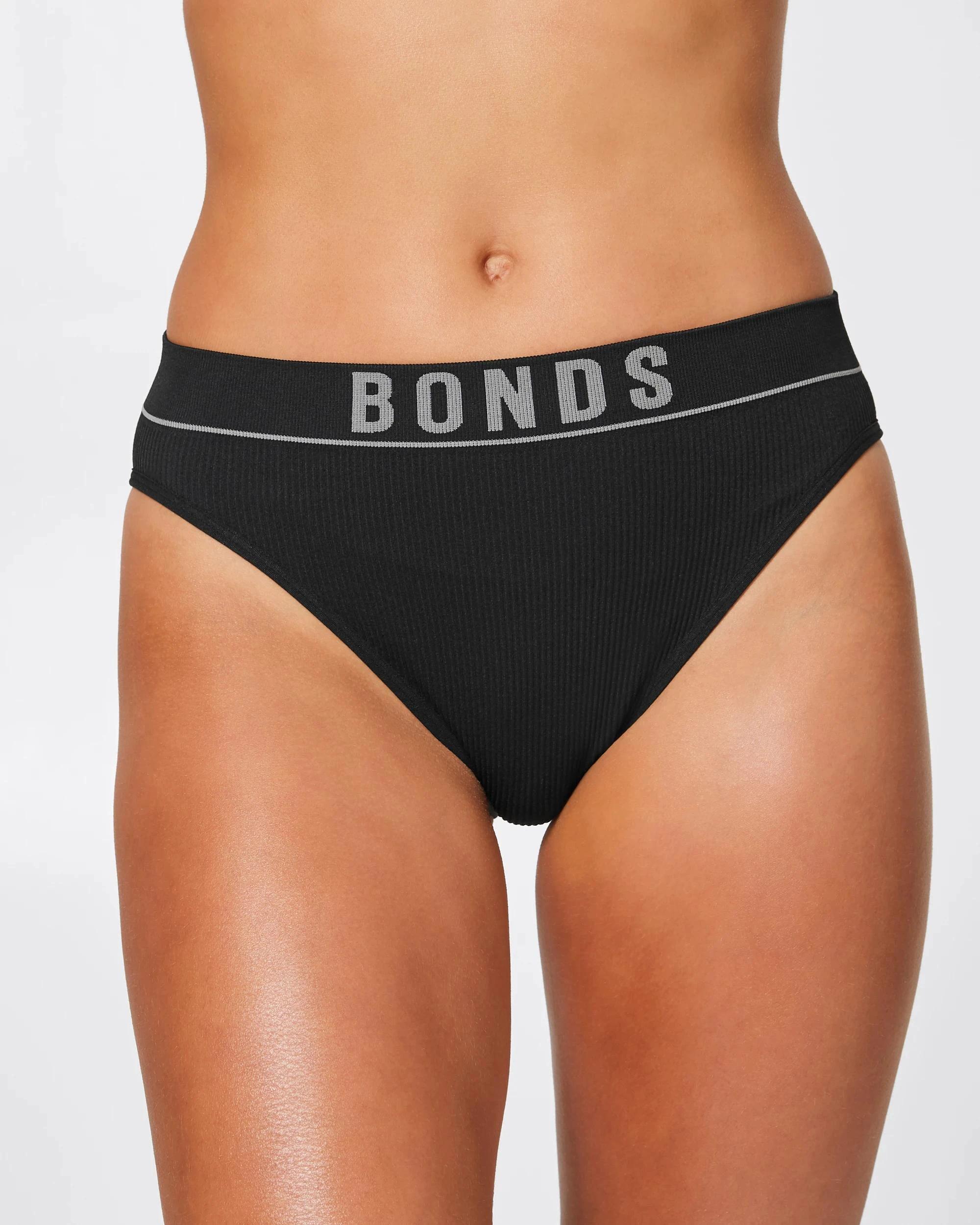 4 Womens Retro Hi Leg Bikini Briefs - Bonds BLACK, 4 of 4