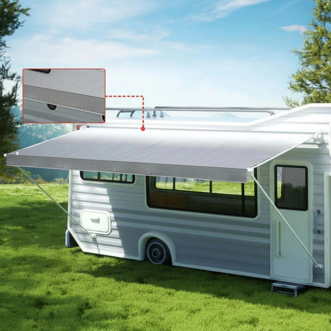 4 Weisshorn 13ft Caravan Awning RV Replacement Fabric 3.65M x 2.42M - Grey, 4 of 5