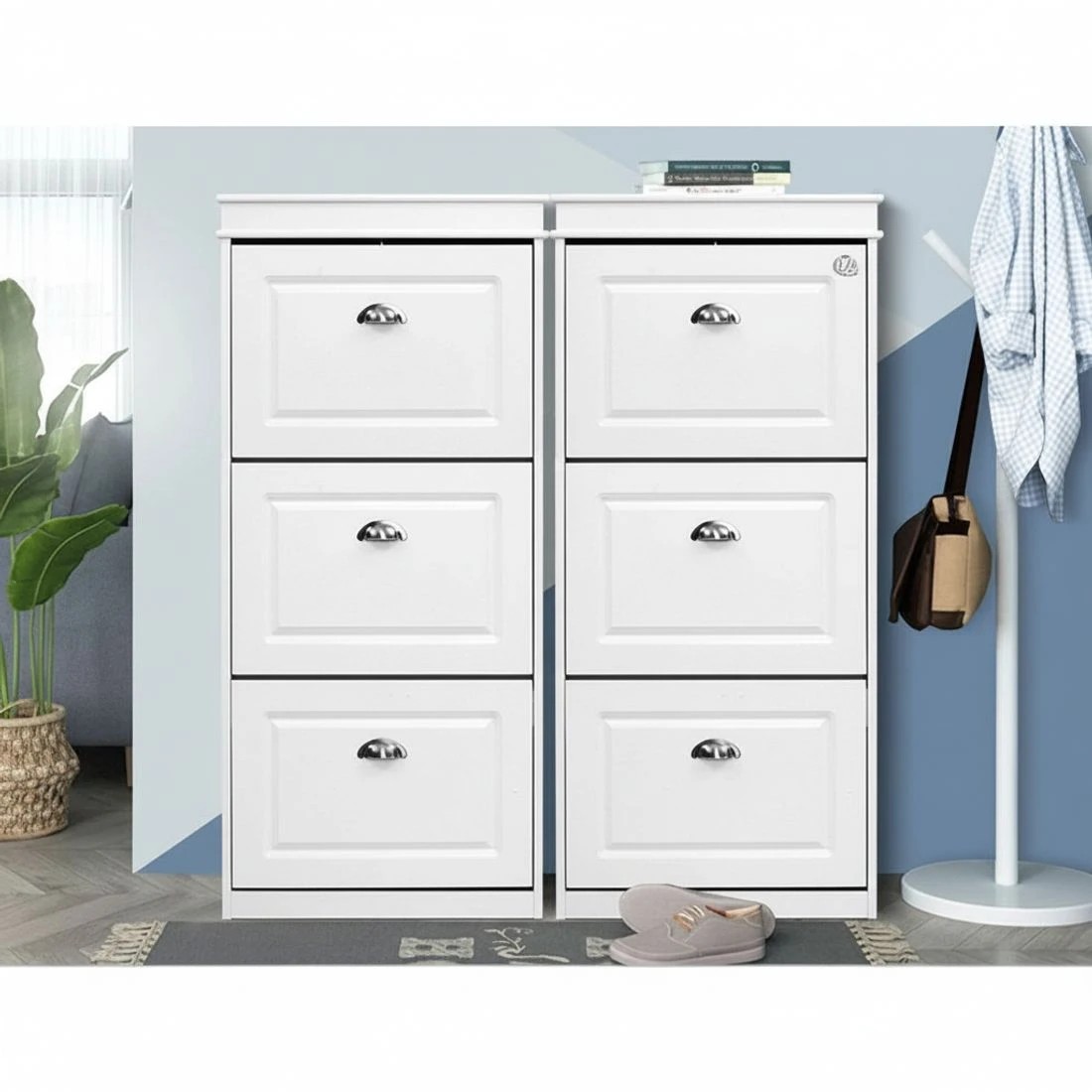 8 Artiss Shoe Rack Cabinet 18 Pairs 3-tier - White, 8 of 8