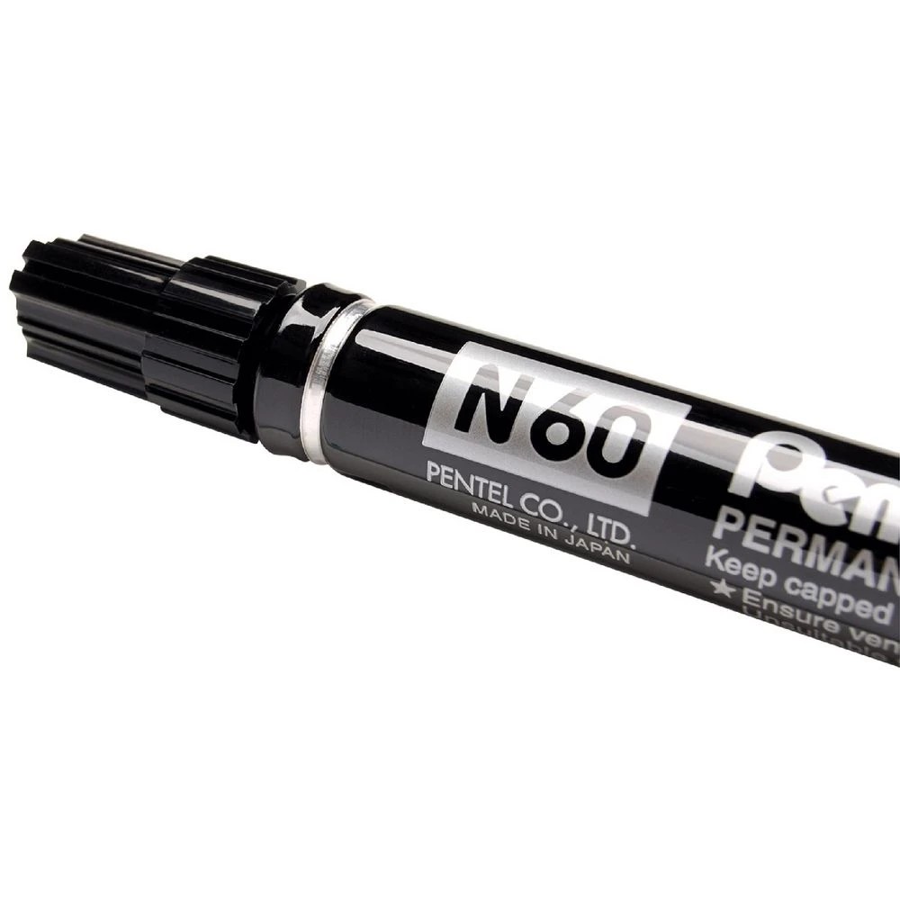 4 Pentel N60 Permanent Markers Black 2 Pack, 4 of 6