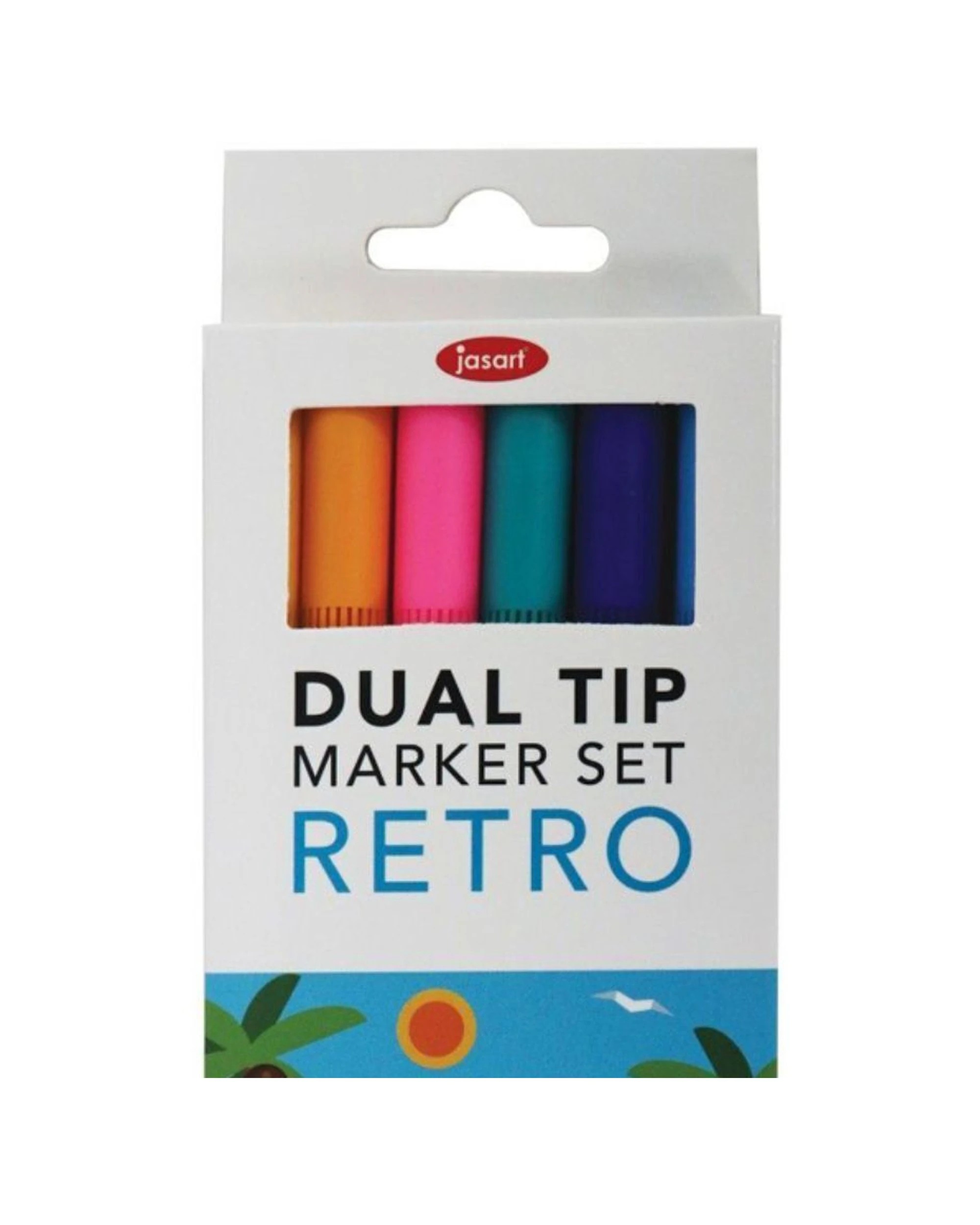 2 Jasart 6pc Dual Nib Brush Fineliner Pen Marker Set 0.4mm Retro - Multi, 2 of 3