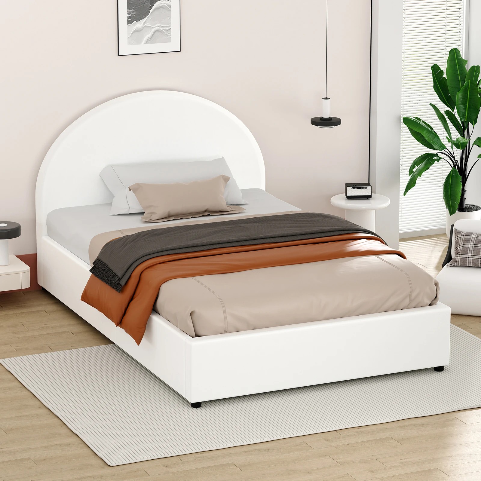 6 Alfordson Bed Frame King Single Gas Lift Base With Storage Leather Howell - White, 6 of 10