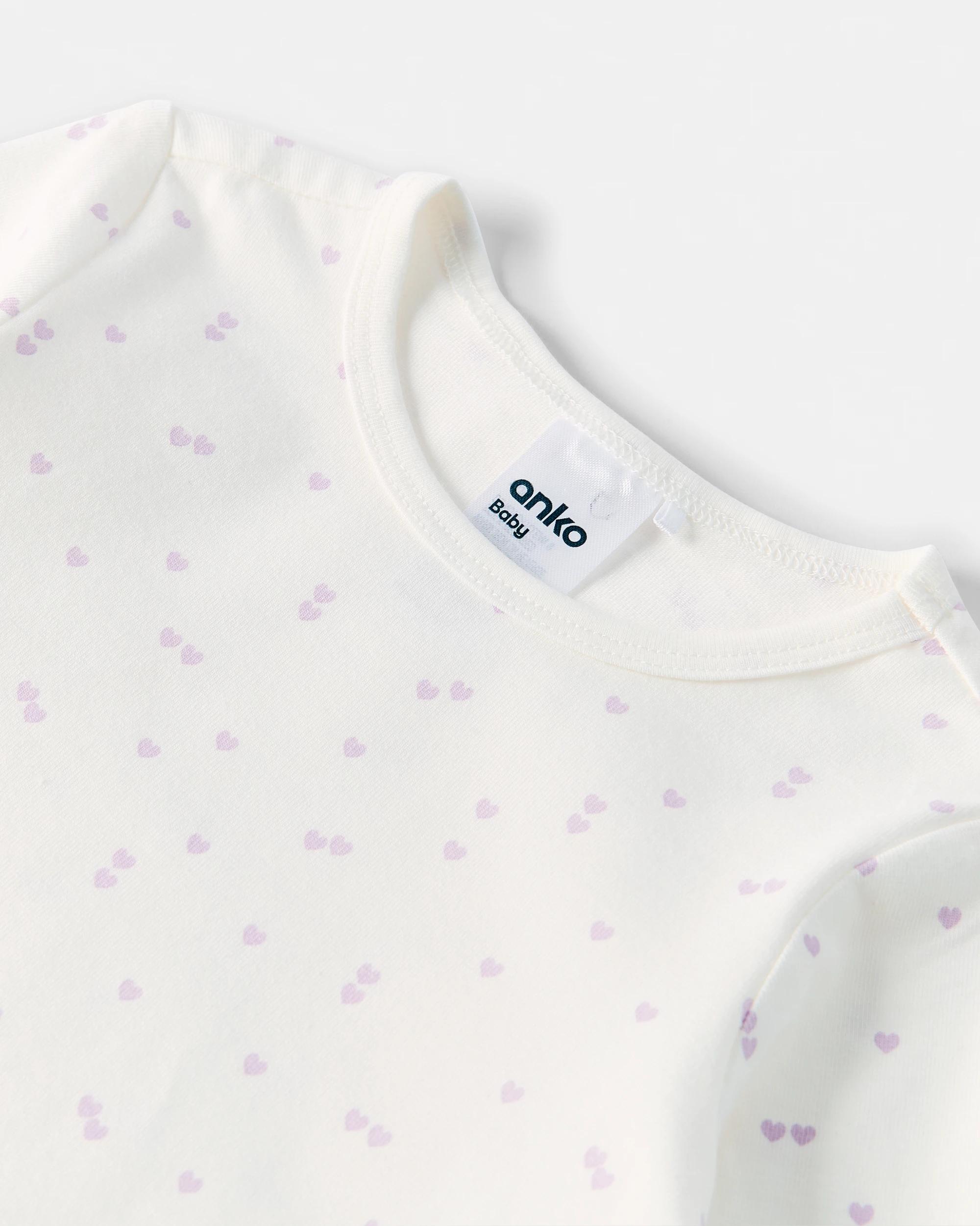 8 3 Pack Cotton Long Sleeve Bodysuits Prpl Heart, 8 of 8