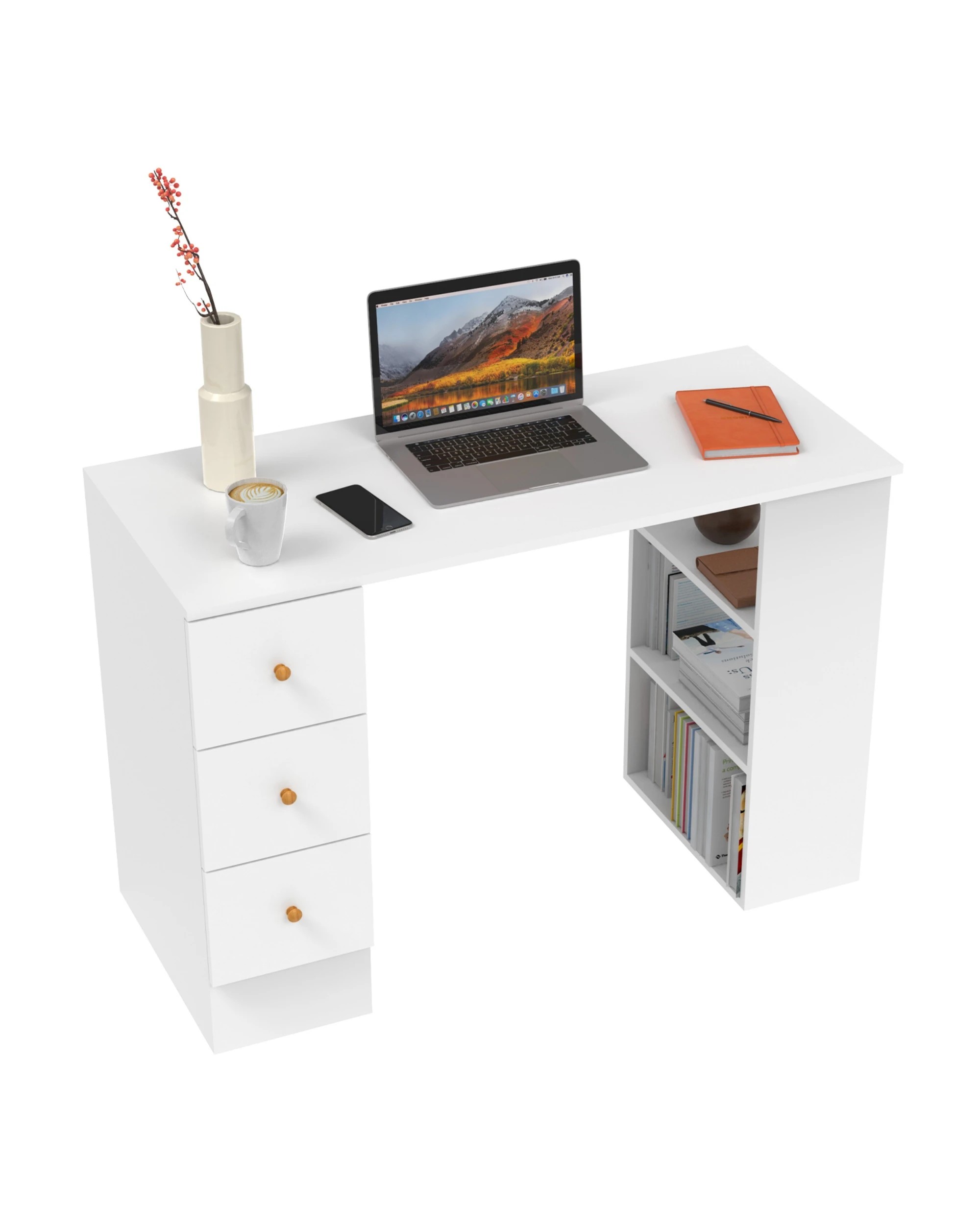 4 Ufurniture Office Desk with Drawers - White, 4 of 9