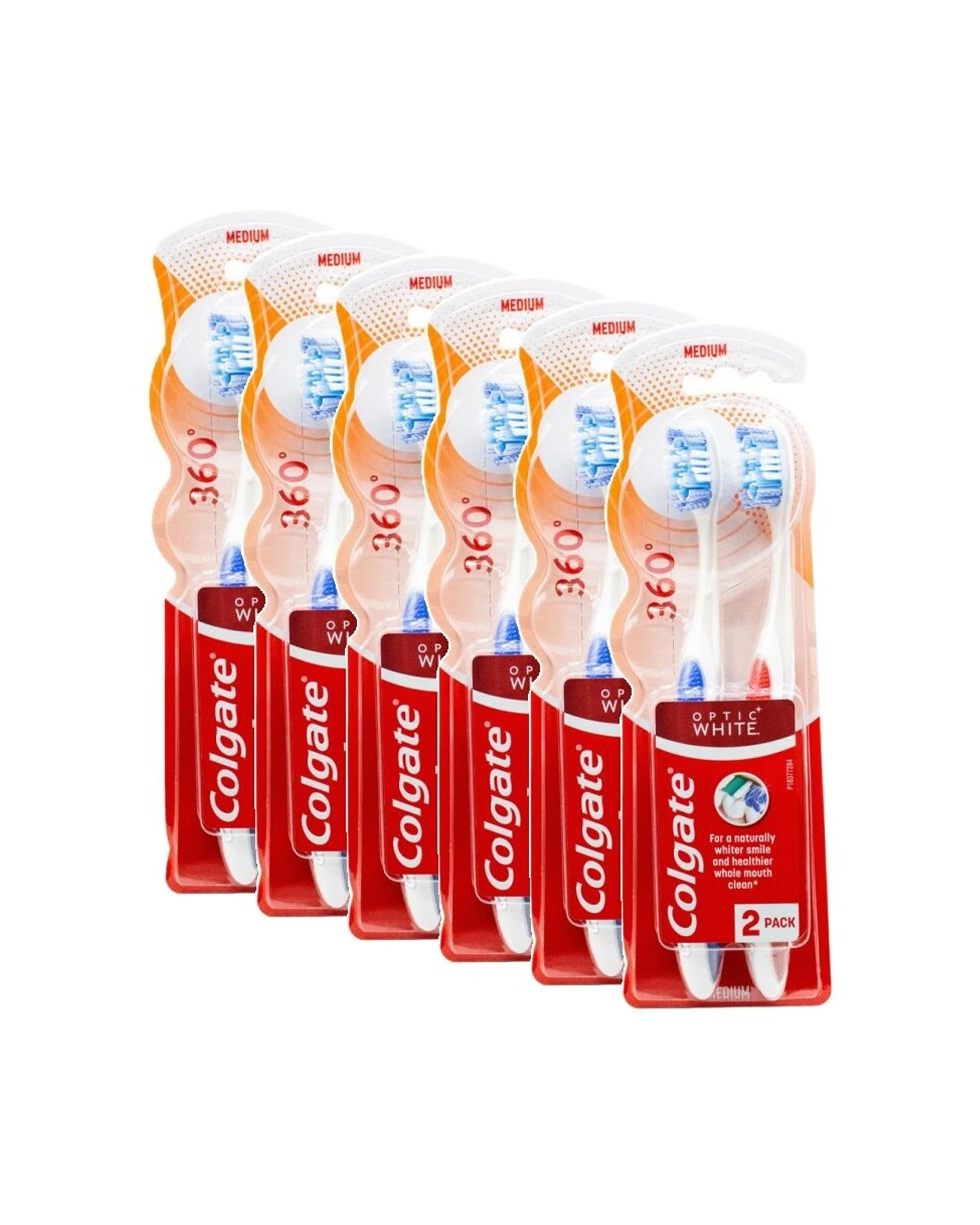 1 Colgate Optic Toothbrush 6PK Medium Firmness Soft Bristles Dental Care - White, 1 of 3