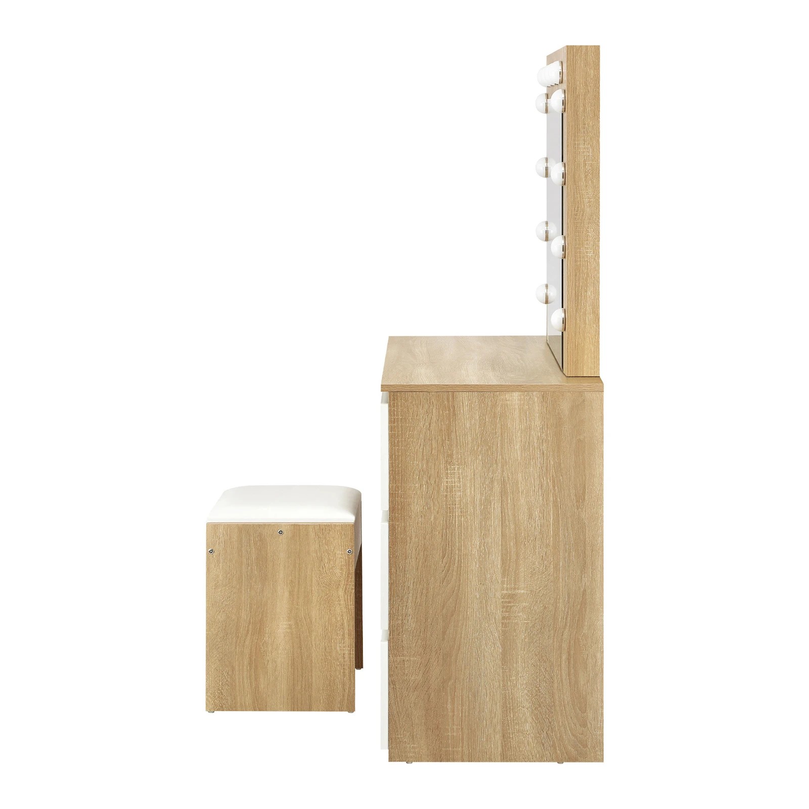 8 Oikiture Dressing Table Stool Set Makeup Desk Mirror Storage 12 Led Bulbs
 - Multi, 8 of 9