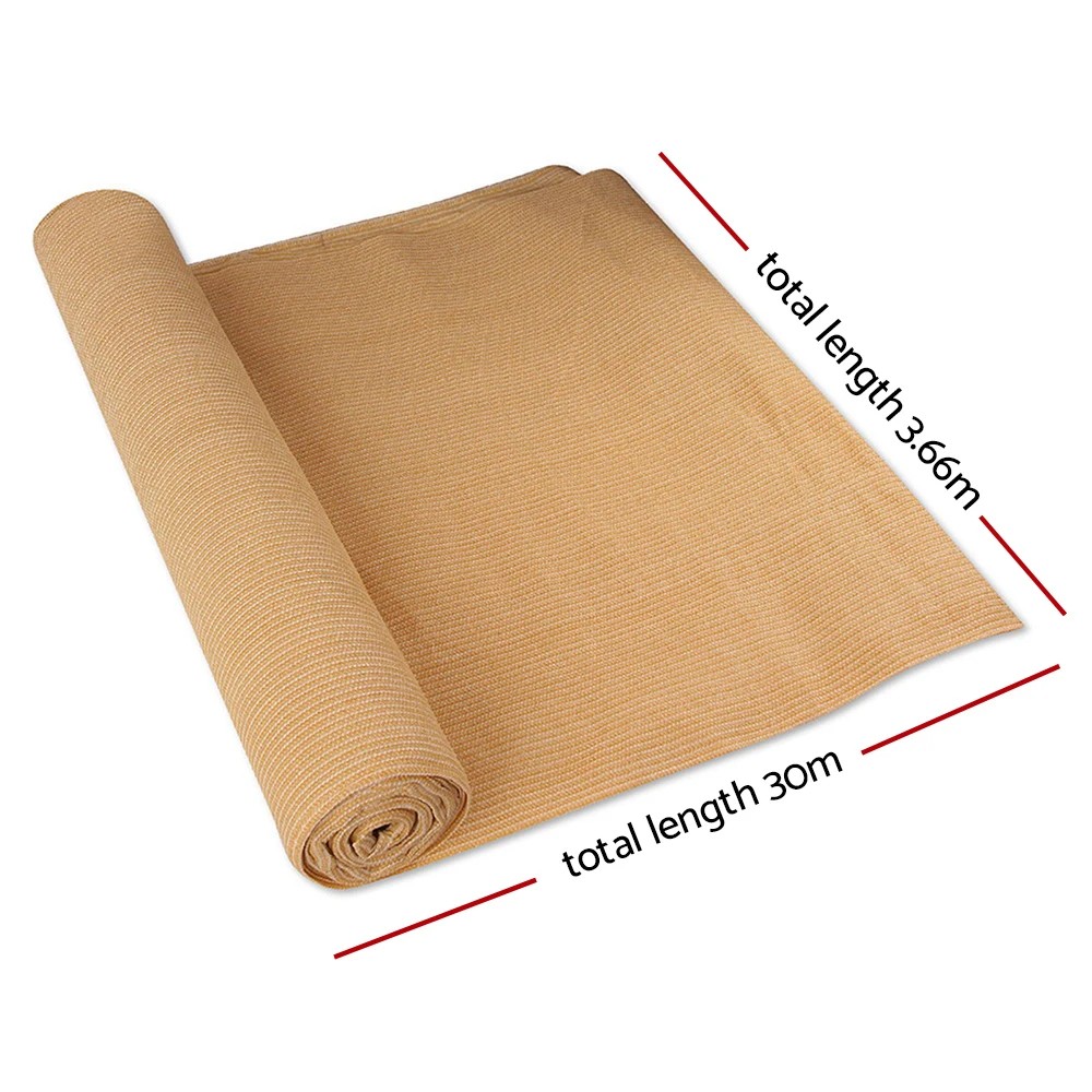 2 Instahut 90% Shade Cloth 3.66x30m Shadecloth Sail Heavy Duty - Beige, 2 of 6