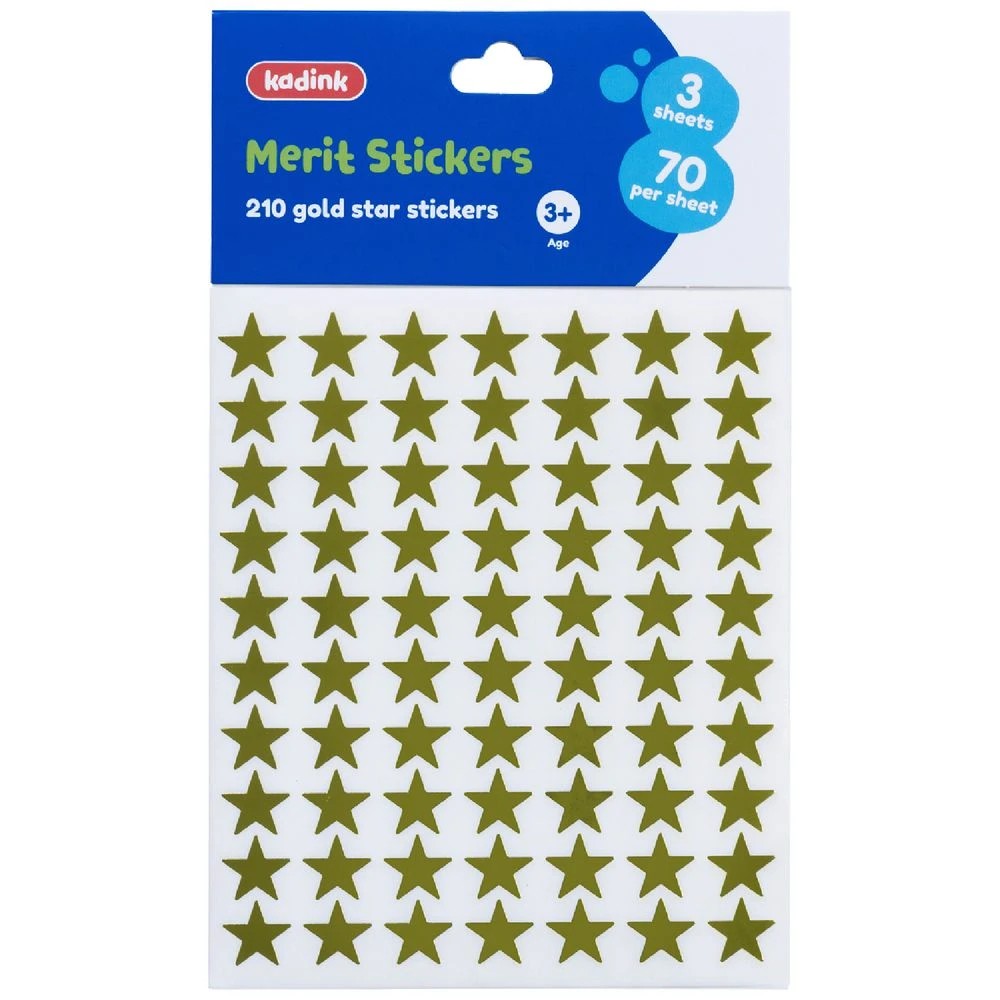1 Kadink Merit Stickers 210 Pack Gold Stars, 1 of 2