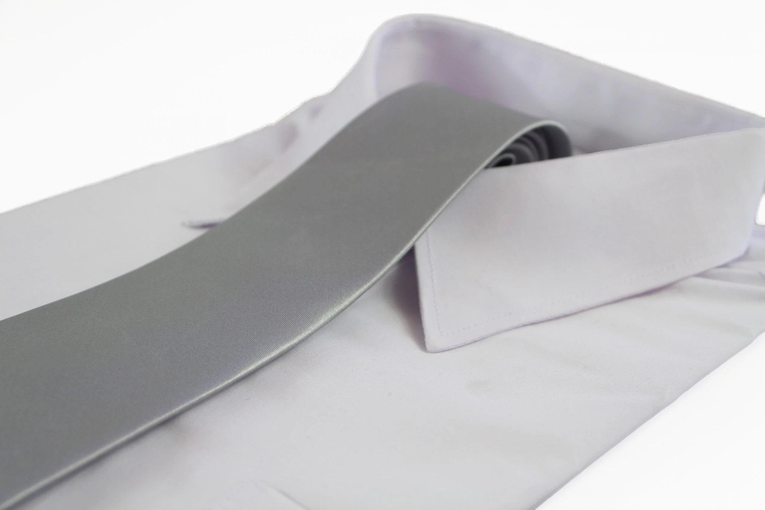 5 Zasel Mens Silver 10cm Plain Neck Tie - Silver, 5 of 5
