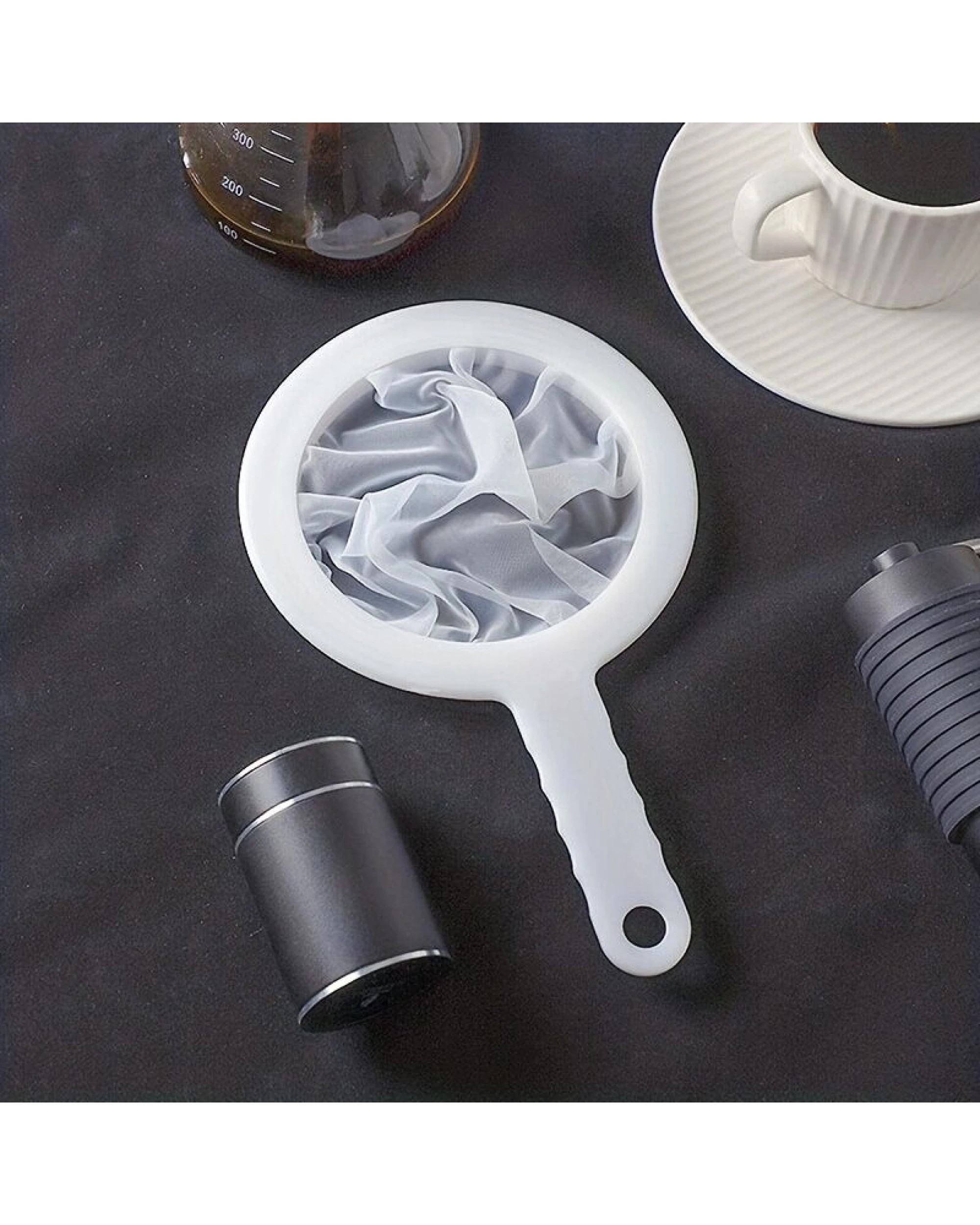 5 BR Home 2pcs Fine Mesh Kitchen Strainer Set Food Filter Sifter for Soy Milk Juice Flour Grains - White, 5 of 7