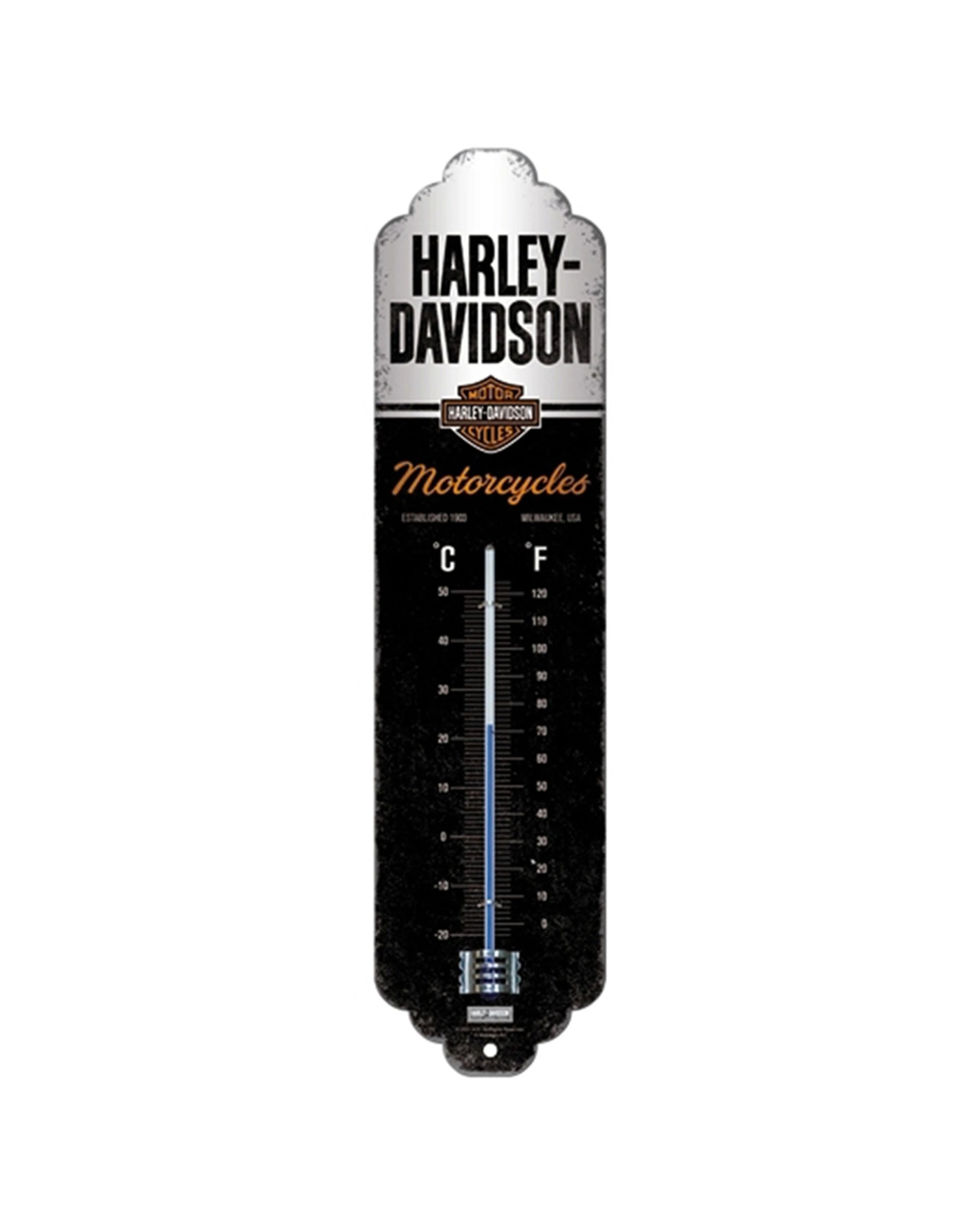 1 Nostalgic-Art Thermometer Harley-Davidson Motorcycles Metal Wall Gauge - Multi, 1 of 1