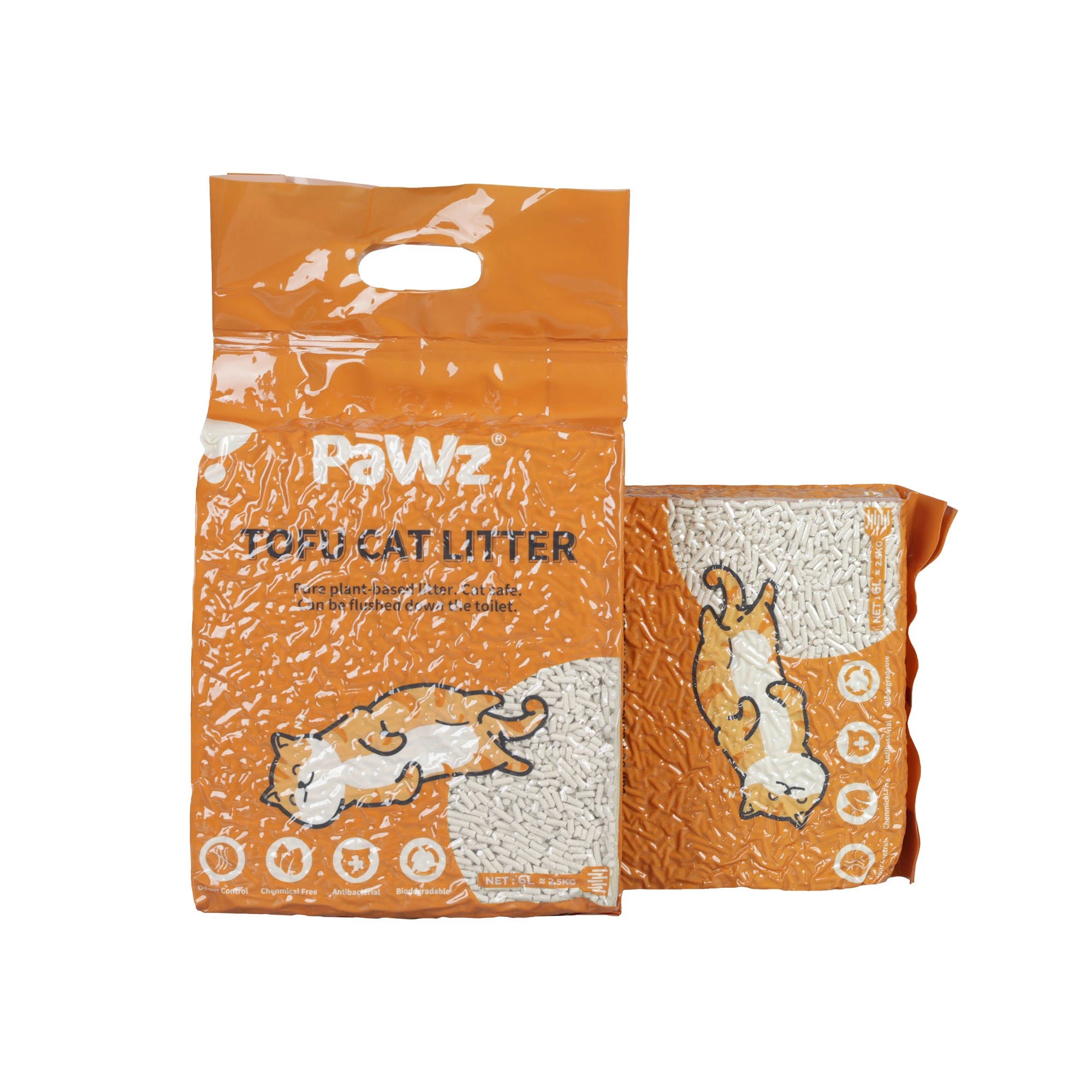 1 Pawz 2.5kg Tofu Cat Litter Clumping Flushable Fast Super Absorbent Natural x1, 1 of 8