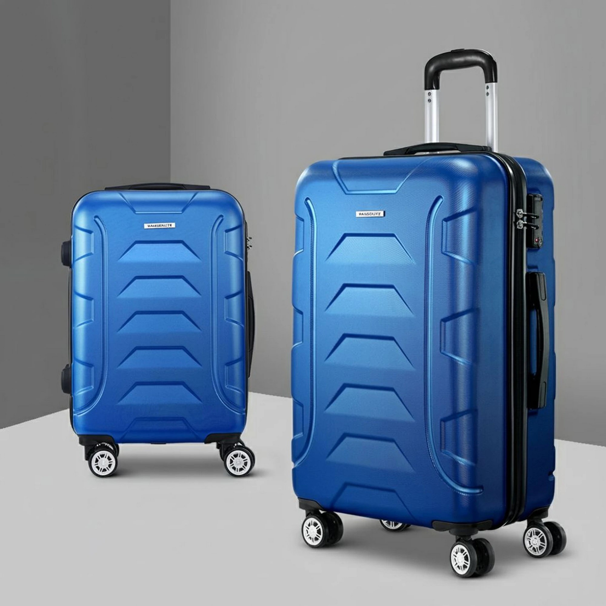 7 Wanderlite 2pc Luggage Trolley Travel Suitcase Set TSA Hard Case - Blue, 7 of 7