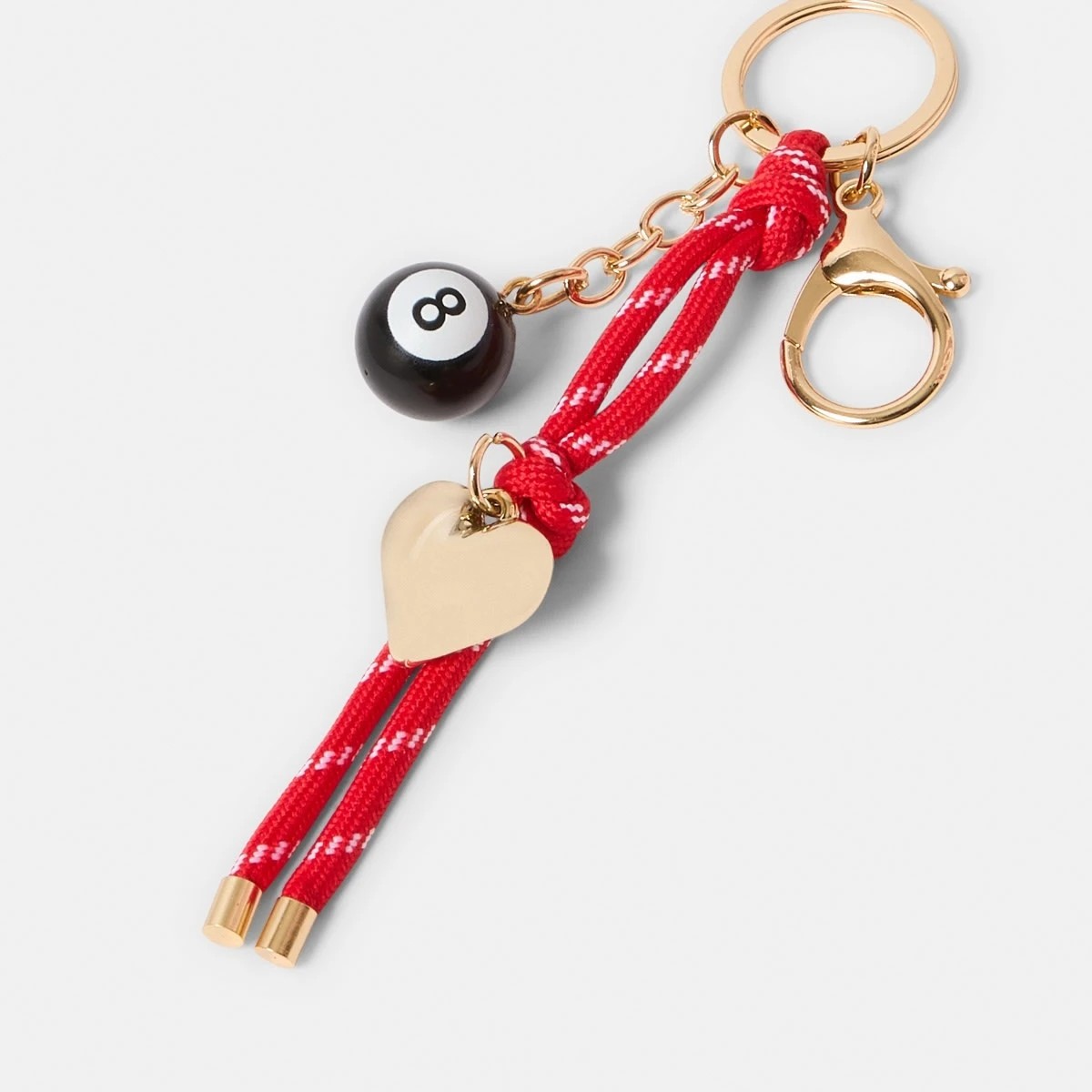 2 8 Ball Bag Charm Keyring - Red, Black and Gold Tone, 2 of 3