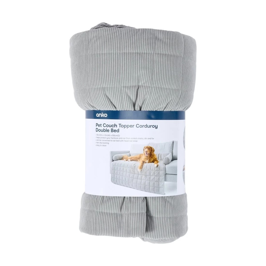 9 Pet Corduroy Couch Topper - Double Bed, Grey, 9 of 9