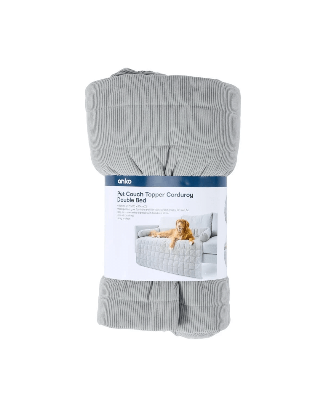 9 Pet Corduroy Couch Topper - Double Bed, Grey, 9 of 9