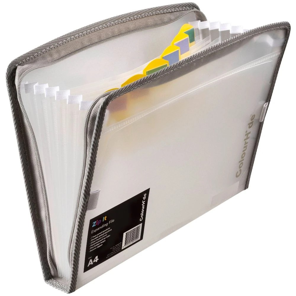 2 ColourHide A4 Zip It Expanding File Clear, 2 of 3