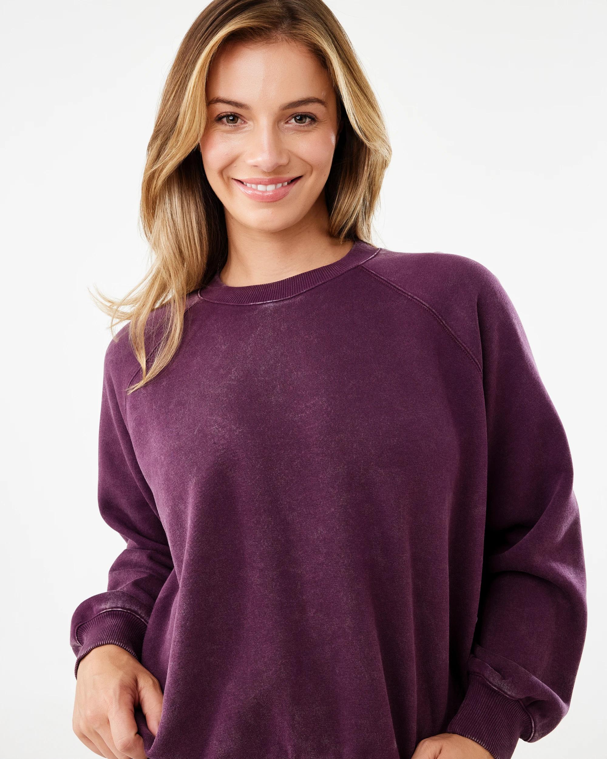 4 Long Sleeve Washed Sweatshirt Drk Mulbry, 4 of 6