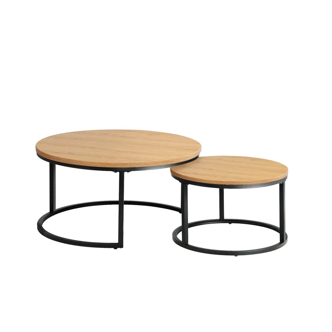 7 Oikiture Set Of 2 Coffee Table Round Nesting Side End Table
 - Natural, 7 of 10