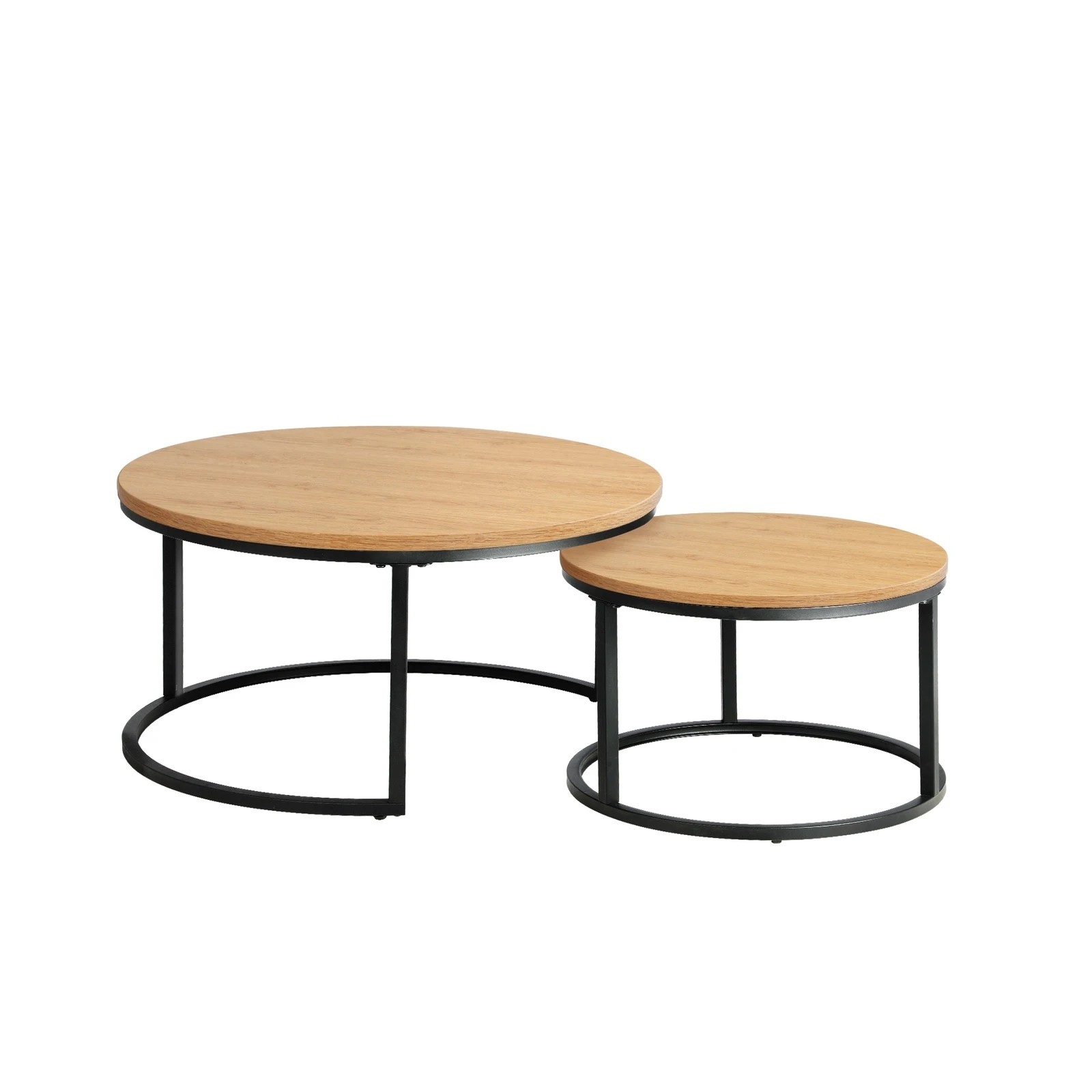 7 Oikiture Set Of 2 Coffee Table Round Nesting Side End Table
 - Natural, 7 of 10