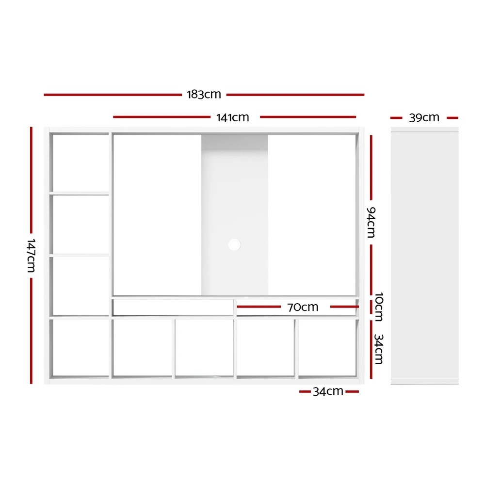 3 Artiss Entertainment Unit TV Stand Open Shelves 183CM - White, 3 of 3