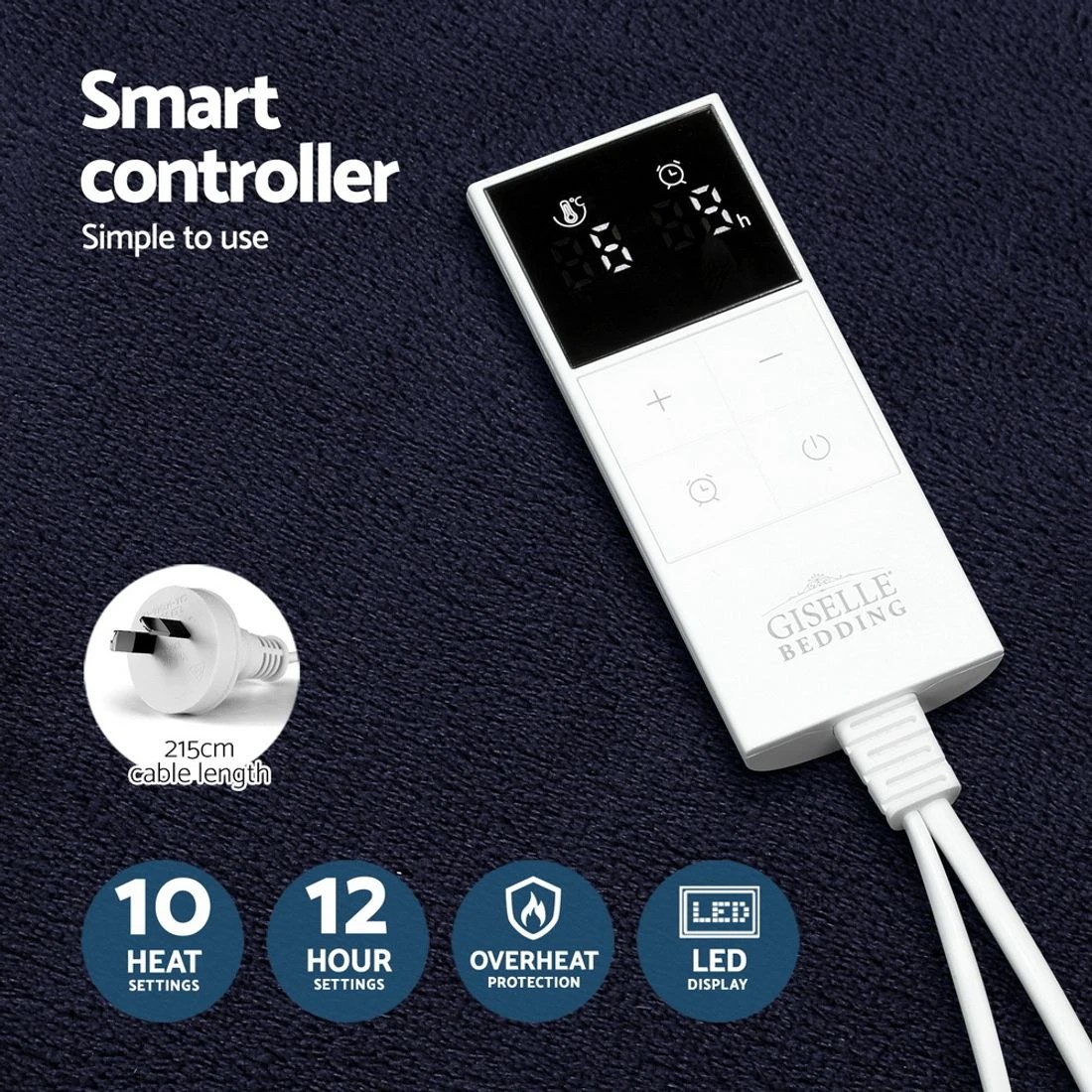 6 Giselle Electric Throw Rug Heated Blanket Fleece Charcoal - Charcoal, 6 of 7