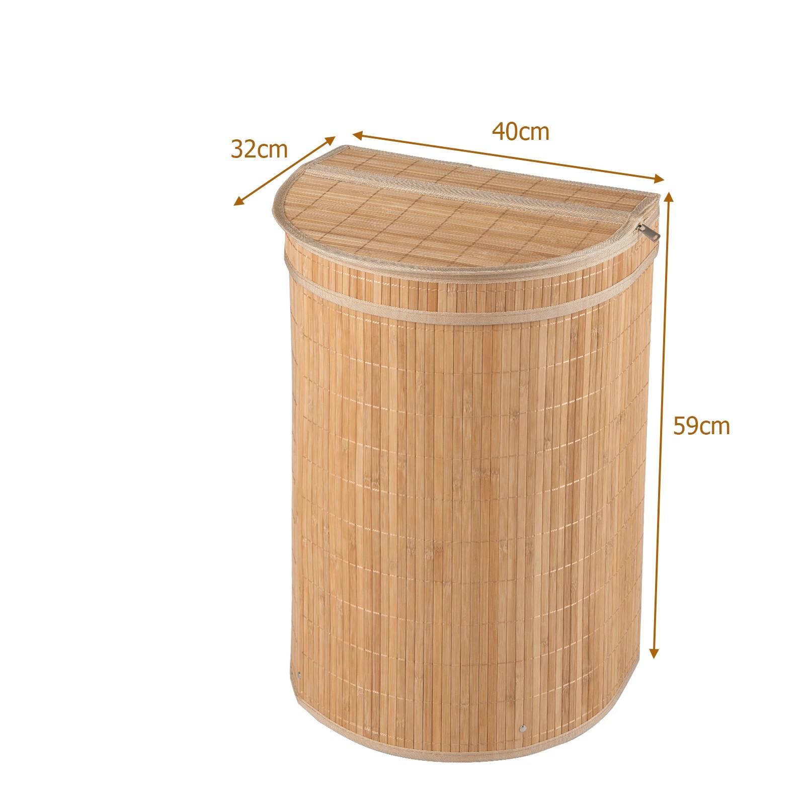 2 Costway 60L Bamboo Laundry Hamper w/Zippered Lid Clothes Hamper - Natural, 2 of 6