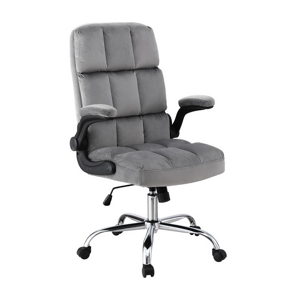 1 Artiss Office Chair Velvet Seat Racing Gaming Computer Desk Chairs Armrest - Grey, 1 of 5