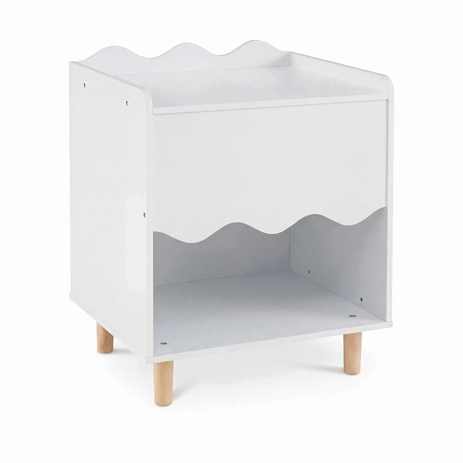 1 Costway Bedside Table Wide Top Nightstand Cabinet End Table Toy Organizer - White, 1 of 2