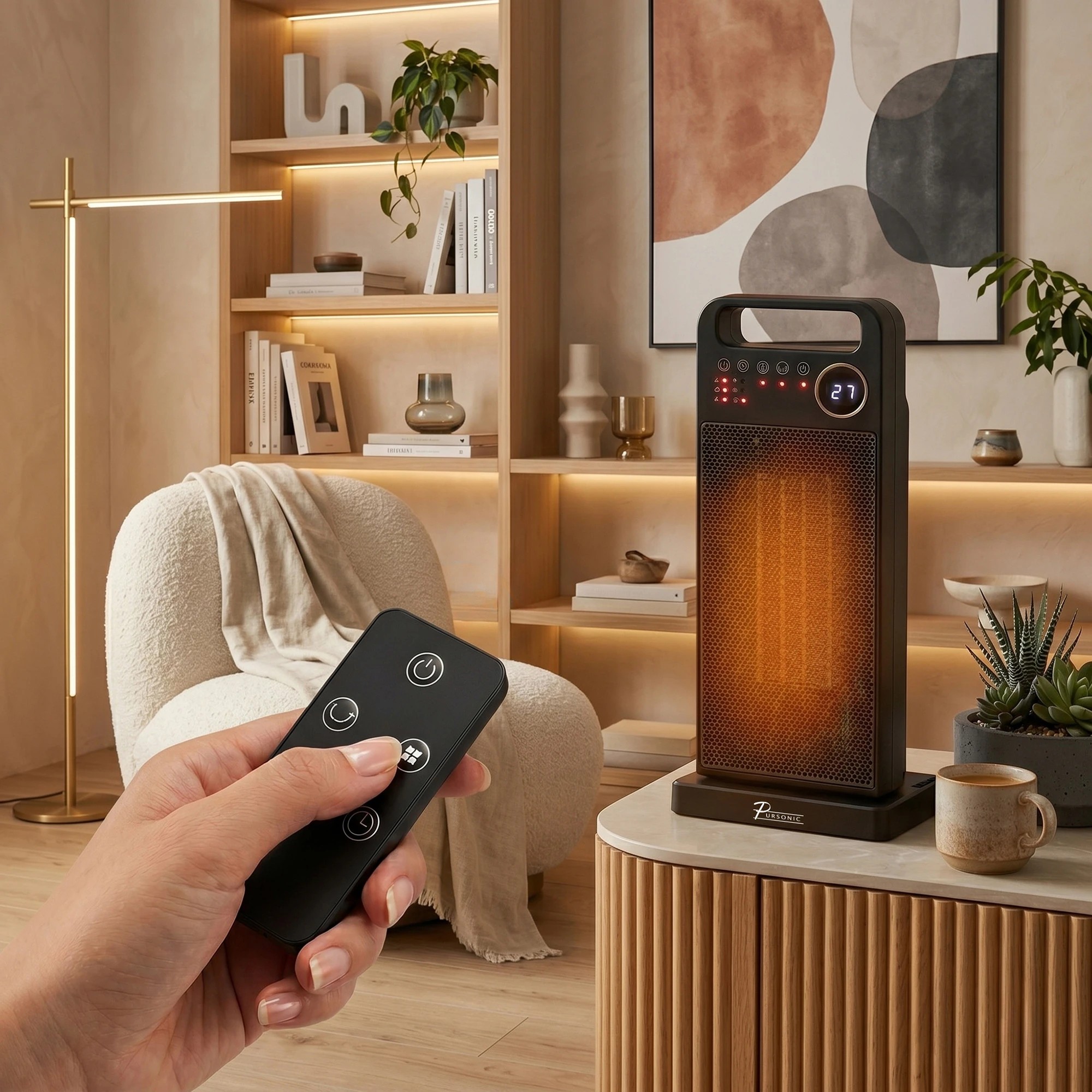 3 Pursonic Digital Ceramic Oscillating Tower Heater - Black, 3 of 4