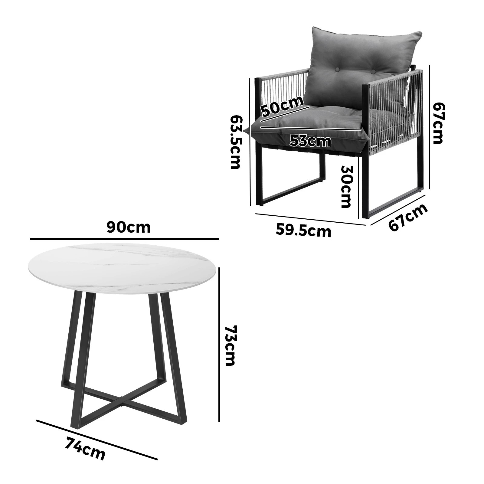3 Livsip 3pcs Outdoor Dining Setting Patio Furniture Bistro Table Chairs Lounge
 - Multi, 3 of 10