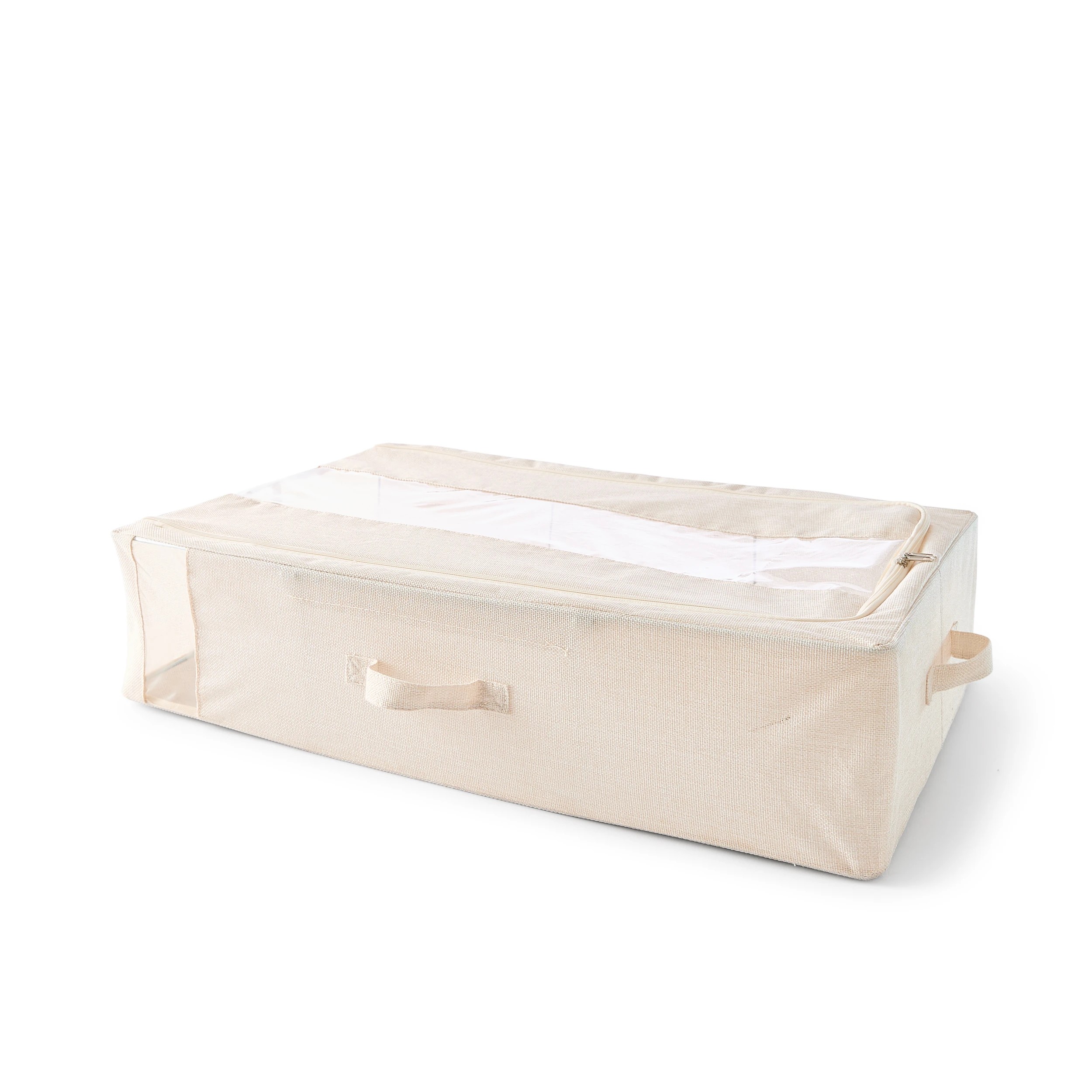 4 Linen Look Underbed Collapsible Box - Beige, 4 of 8