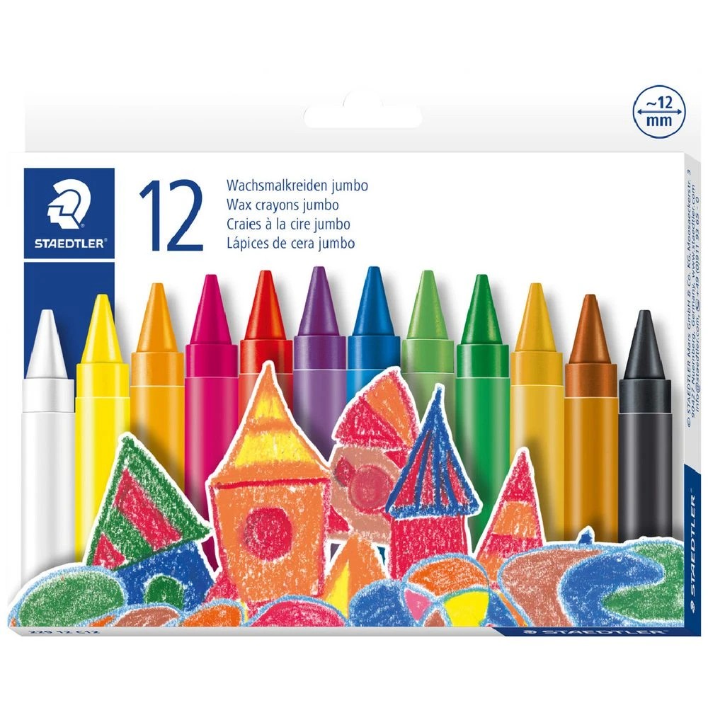 1 Staedtler Noris Round Wax Crayons 12mm 12 Pack, 1 of 6