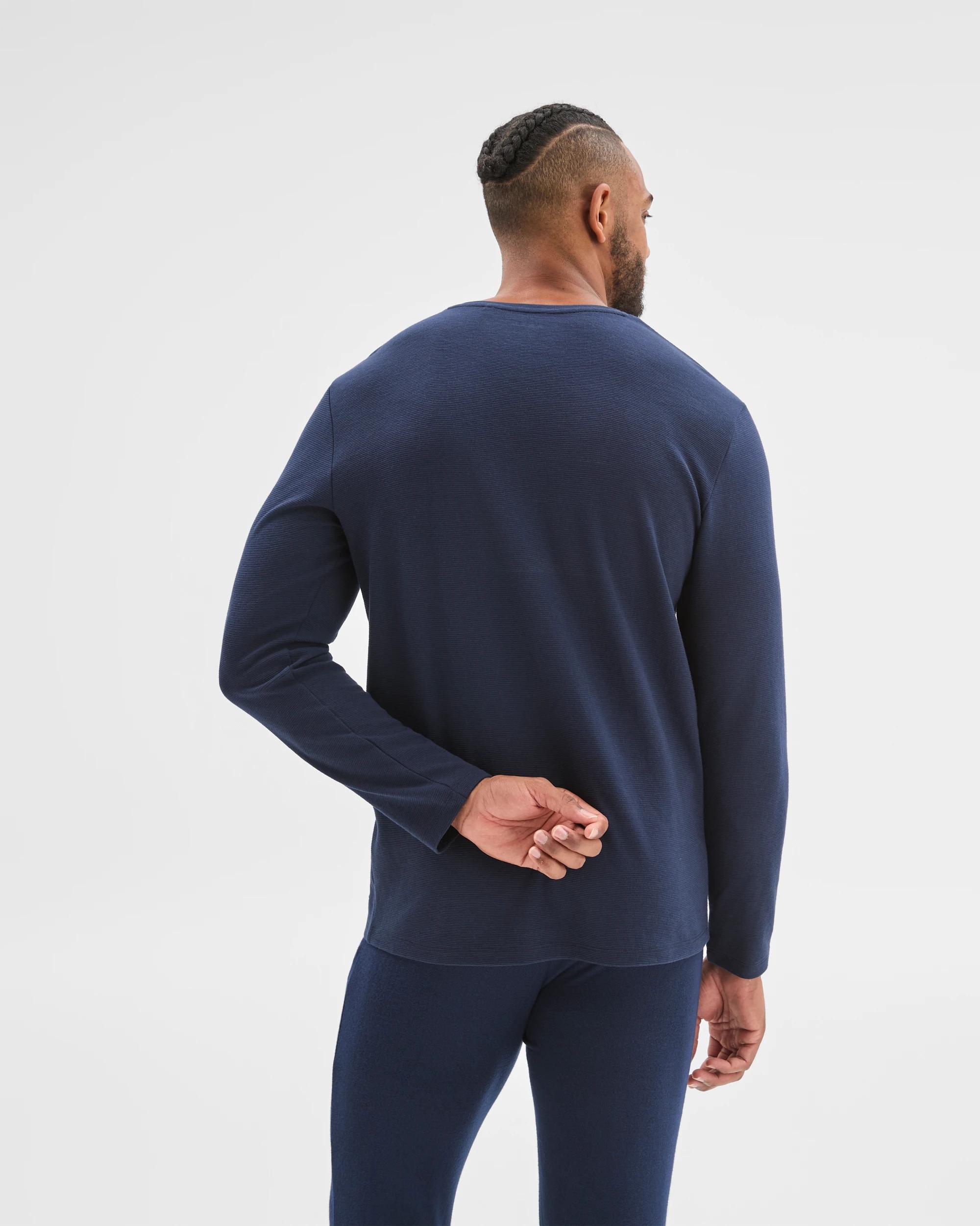 2 Maxx Australian Cotton Blend Ottoman Long Sleeve Sleep T-Shirt NAVY, 2 of 5