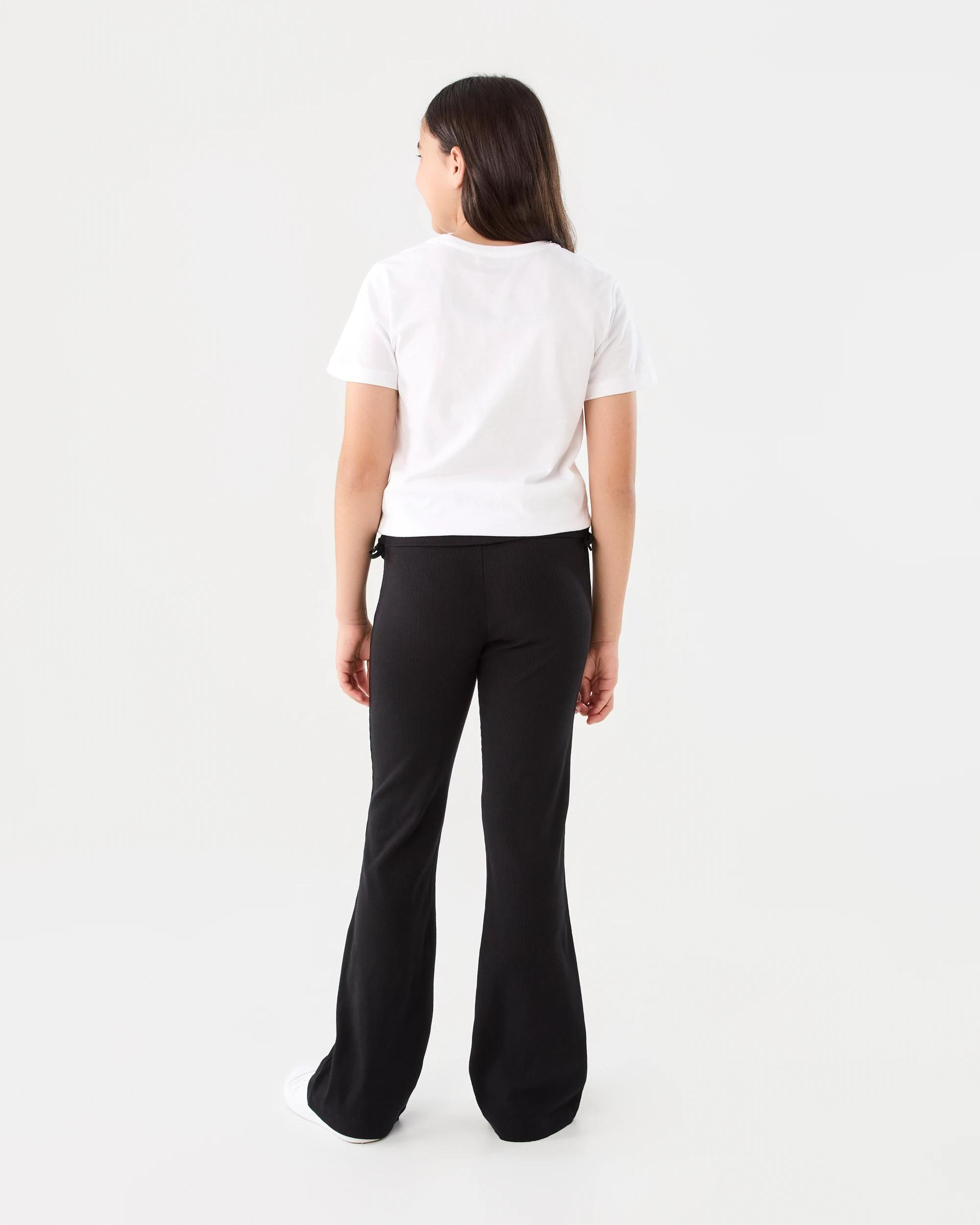 6 Tie Detail Fold Over Waist Leggings Black, 6 of 6