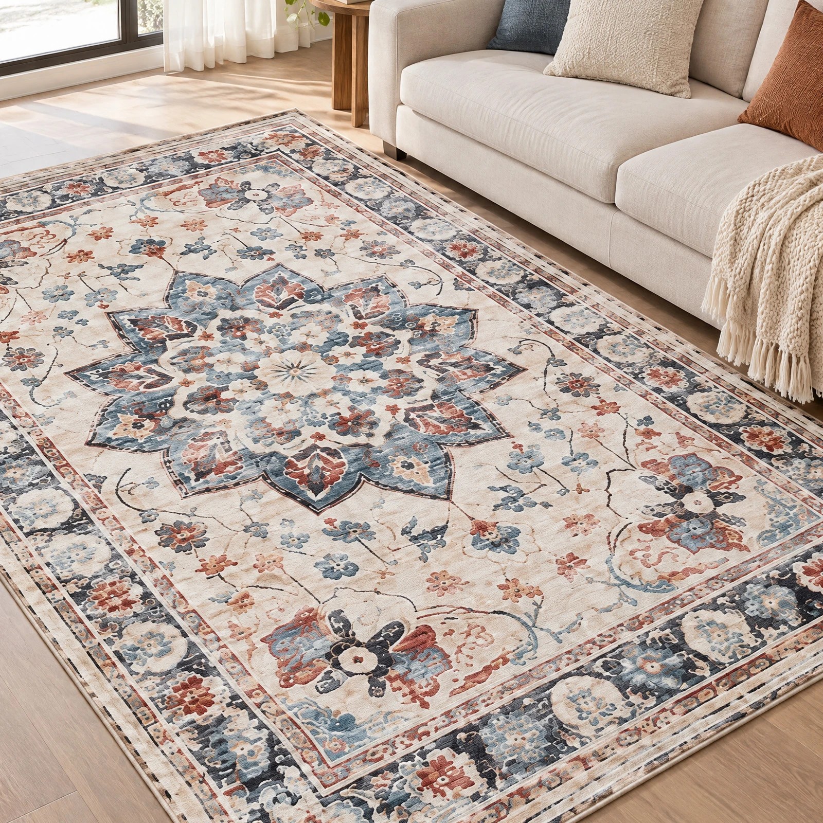 Advwin Large Floor Rug 160 x 230cm Vintage Thick Carpet Non-Slip ...