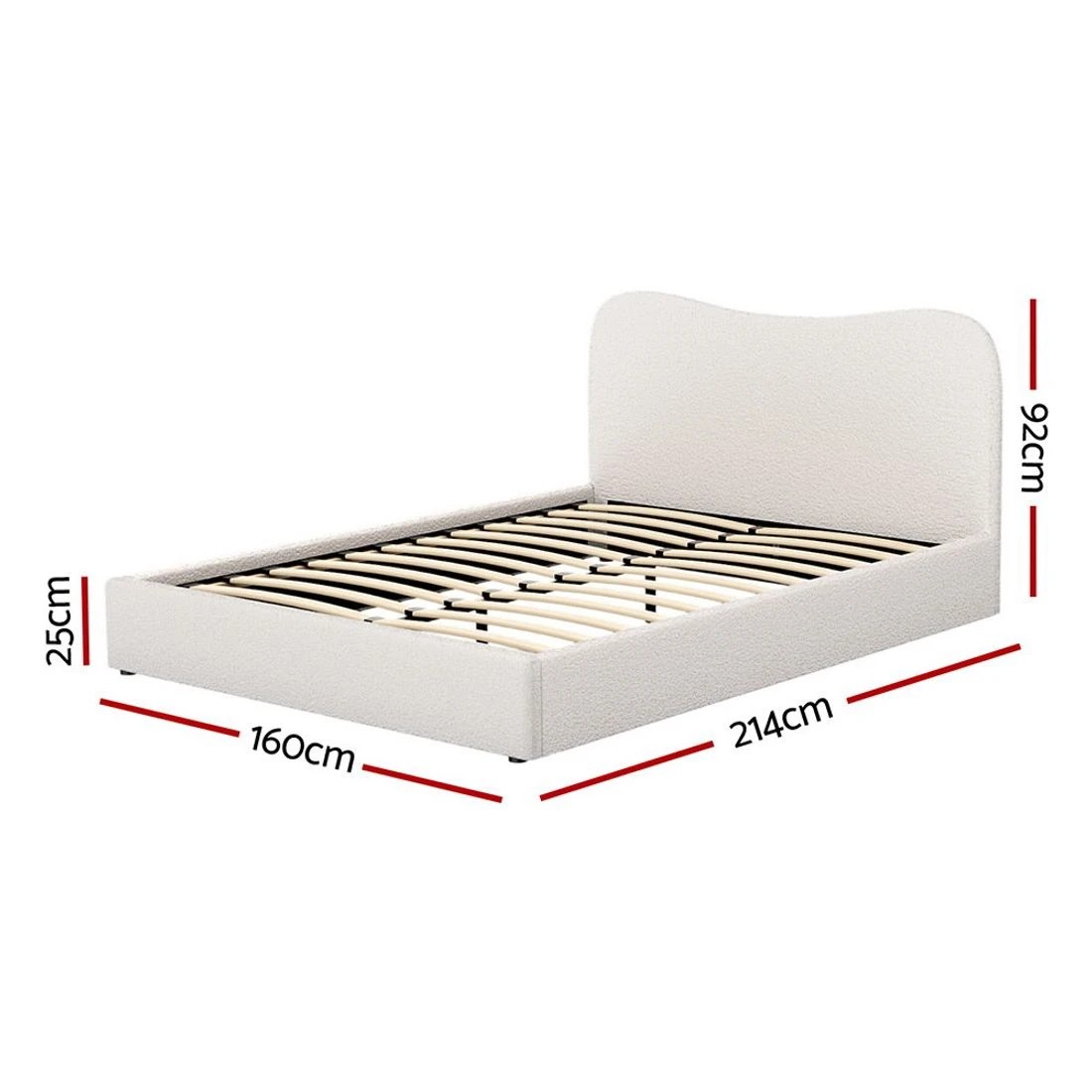 2 Artiss Bed Frame Queen Size Boucle DARA - White, 2 of 4