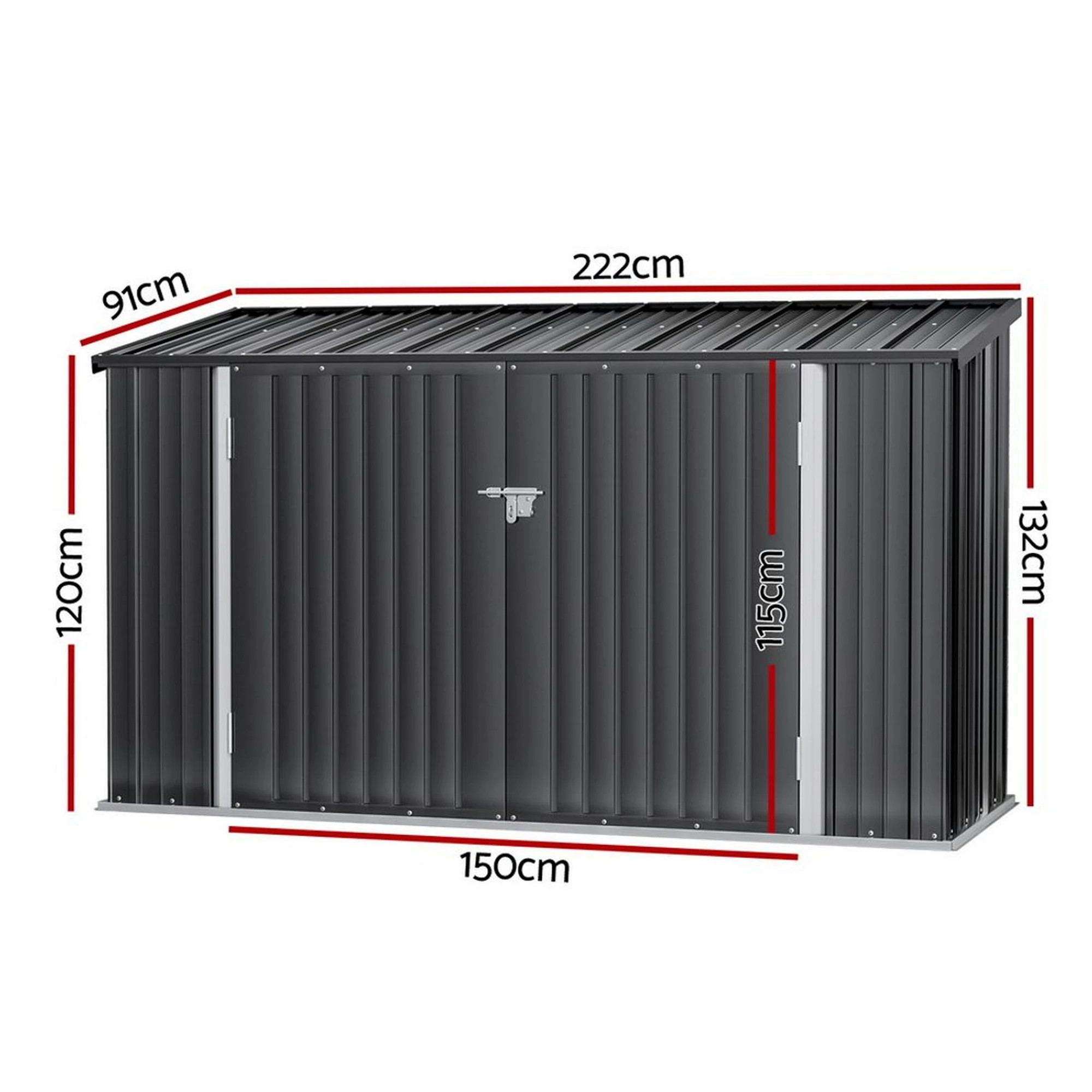 3 Giantz Garden Shed Bike Sheds Outdoor Storage Tool Workshop House Shelter Double Door - Black, 3 of 7