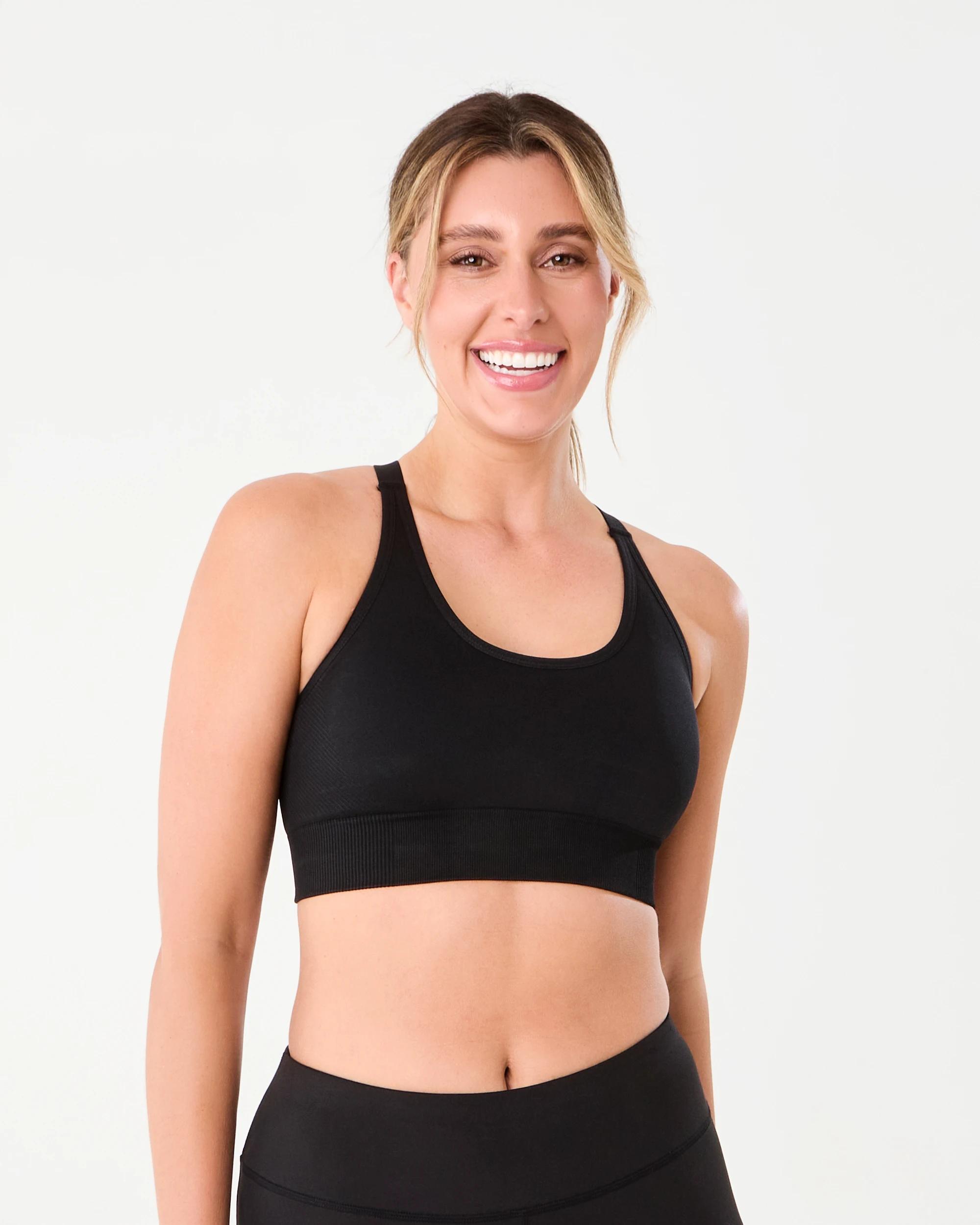 1 Active Womens Seamfree Crop Top Black, 1 of 6