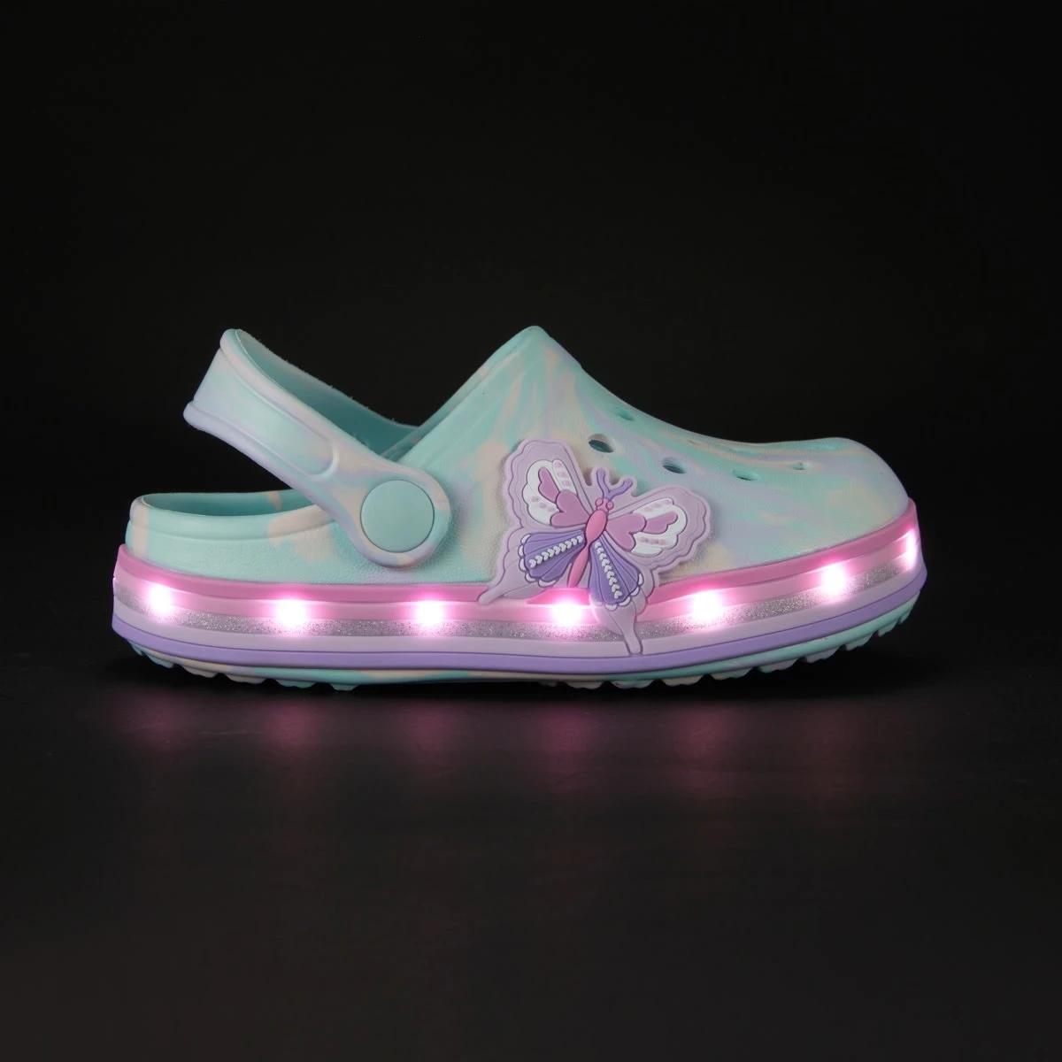 2 Junior Slip-On Clogs MINT LIGHT UP BUTTERFLY, 2 of 6