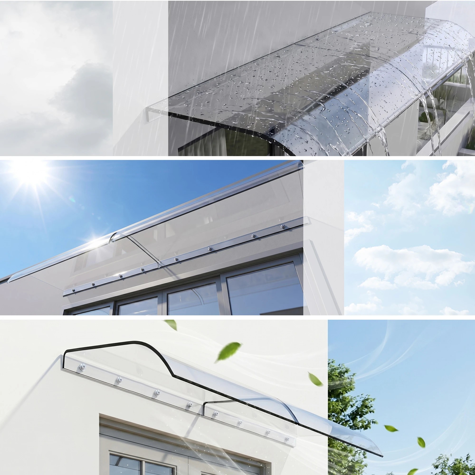 7 Instahut Window Door Awning 0.4mx2m - Clear, 7 of 9