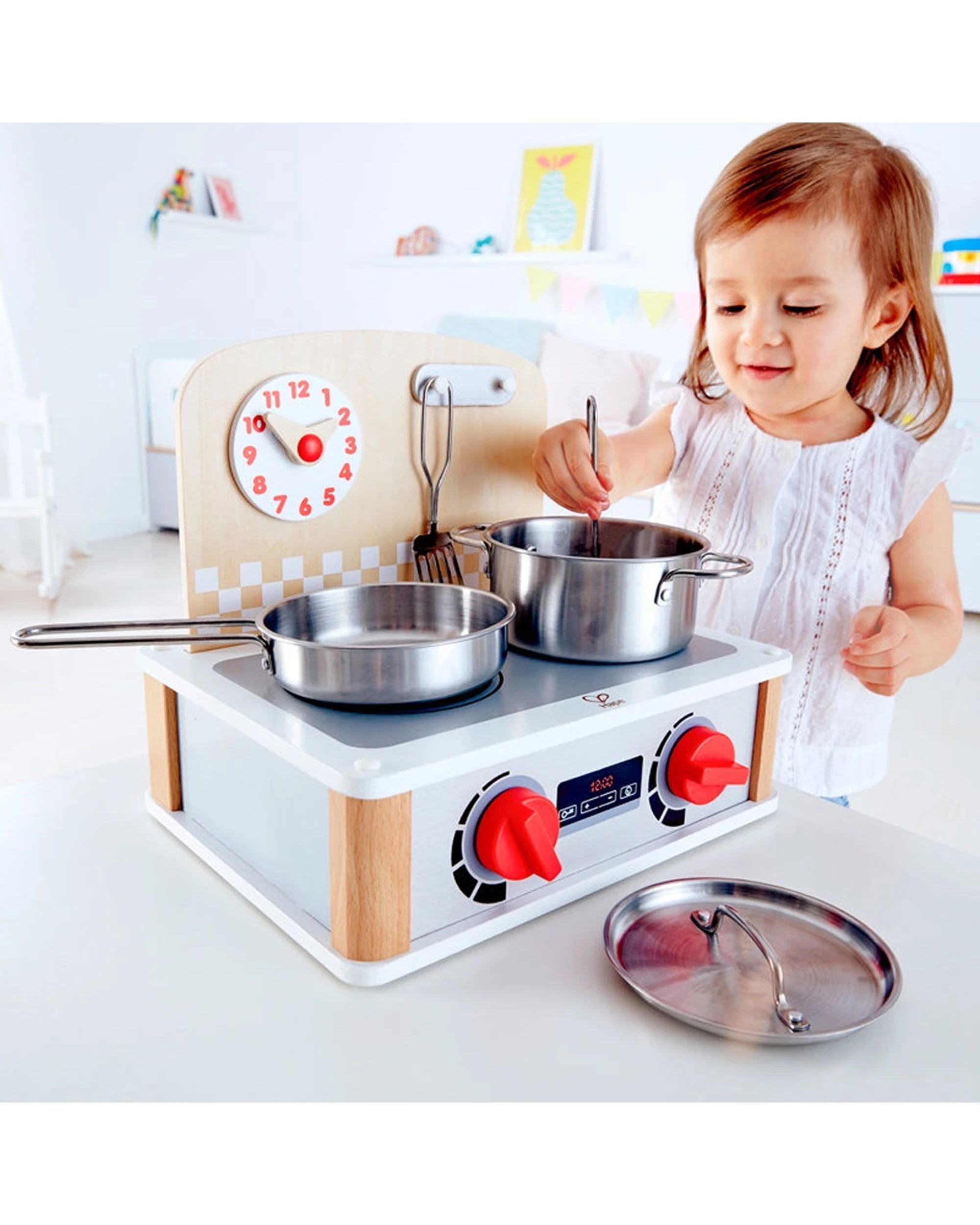 4 Hape 2-in-1 Kitchen & Grill Set With Metal Accessories Kids - Multi, 4 of 5