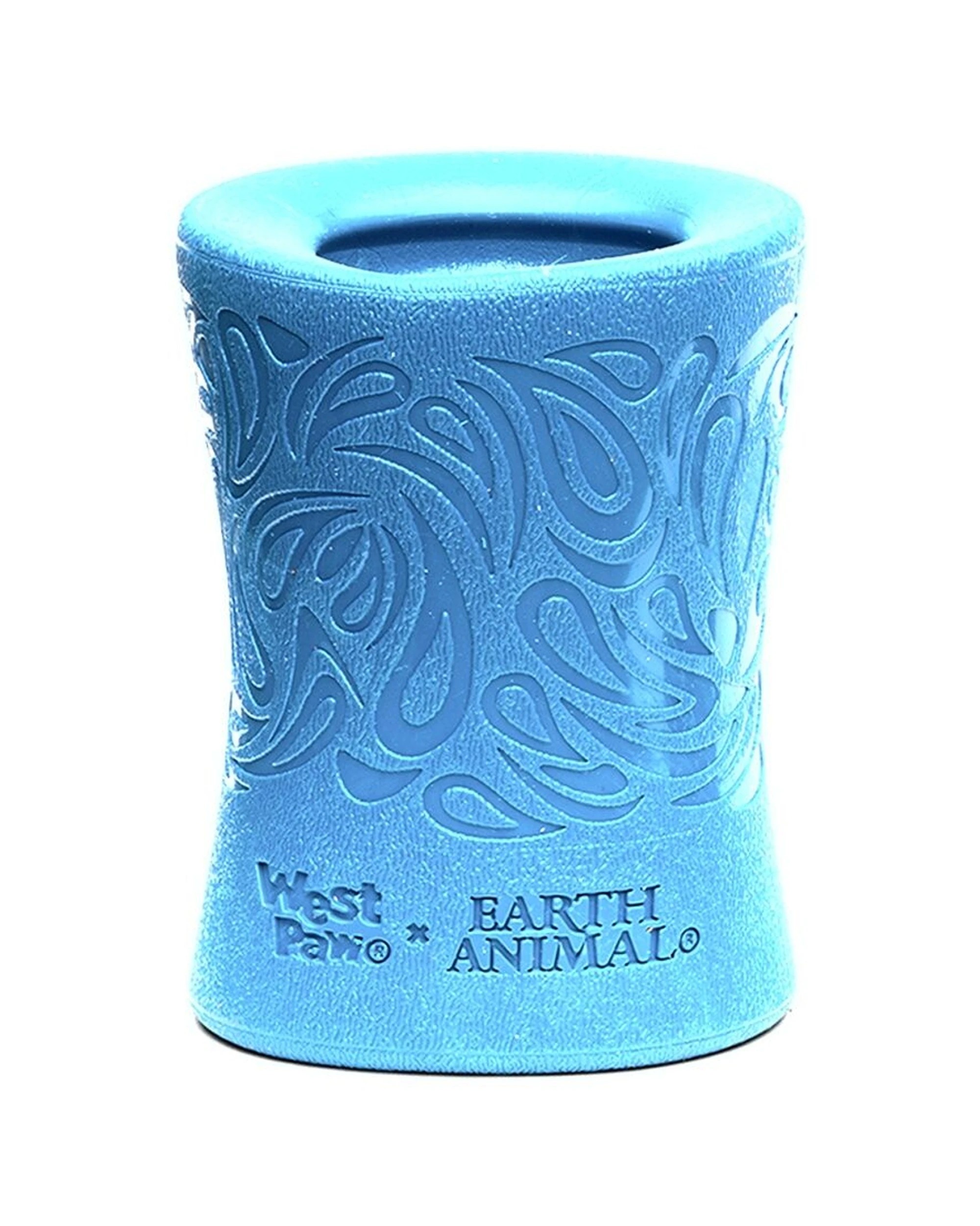 1 West Paw Funnl Pet Dog Treat Dispenser Soft Chew Toy No-Hide Holder Zogoflex - Blue, 1 of 5